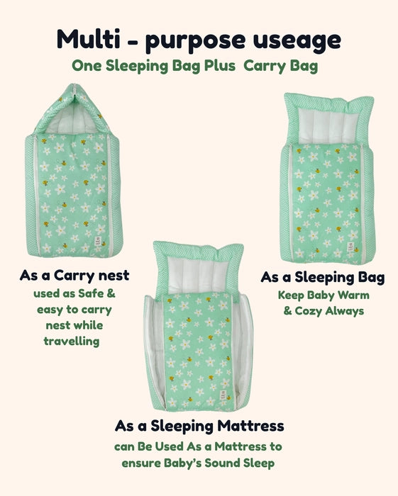 3 in 1 Muslin Baby Bed, Muslin Sleeping Bag & Carry Nest, Muslin Cotton Baby Bedding for New Born & Infant, Portable Bassinet, for Baby Carrying & co Sleeping, Unisex Baby Sleeping Bed