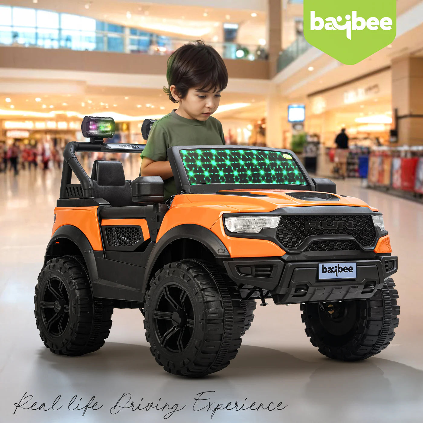 Baybee Run 2X2 Kids Battery Operated Jeep for Kids - Orange