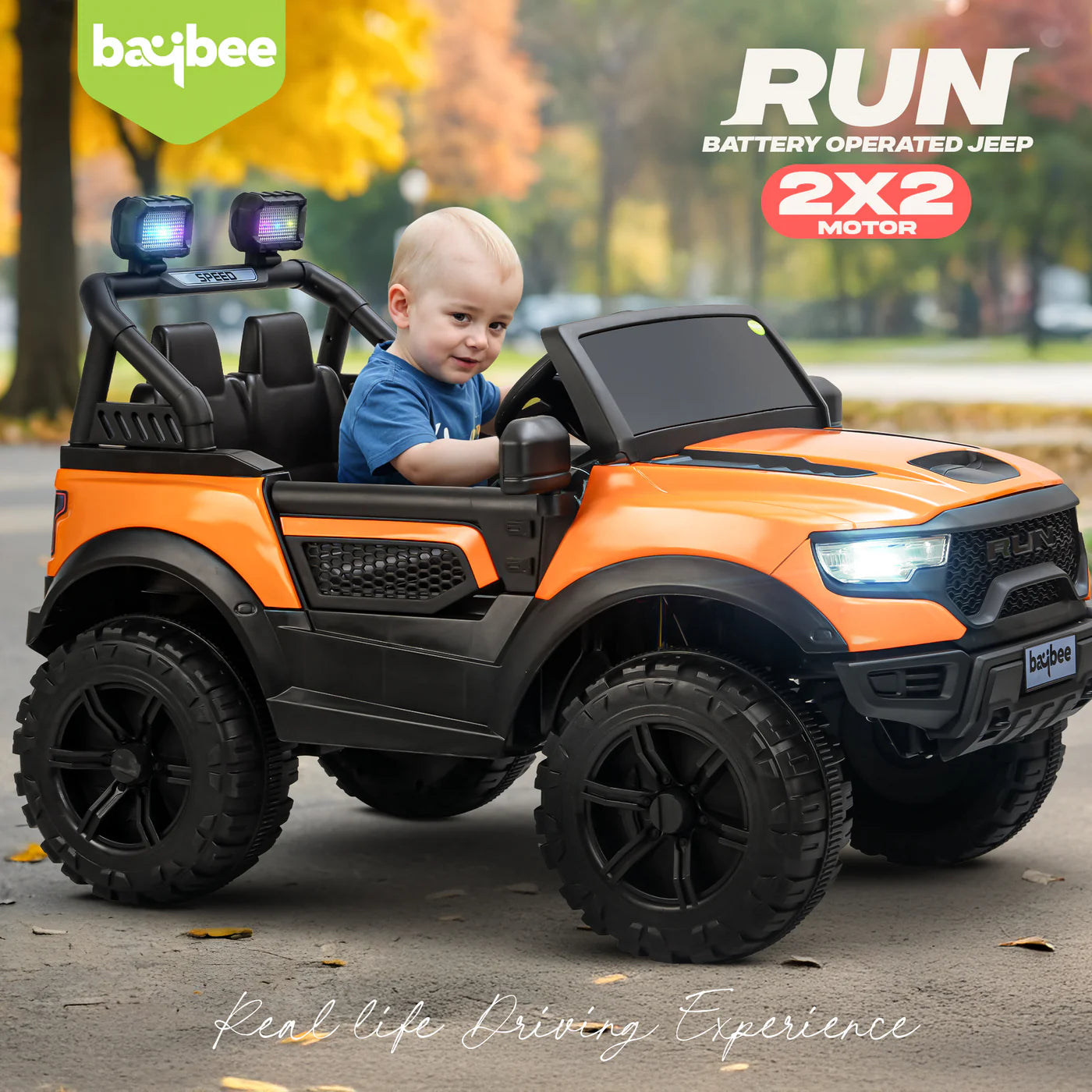 Baybee Run 2X2 Kids Battery Operated Jeep for Kids - Orange