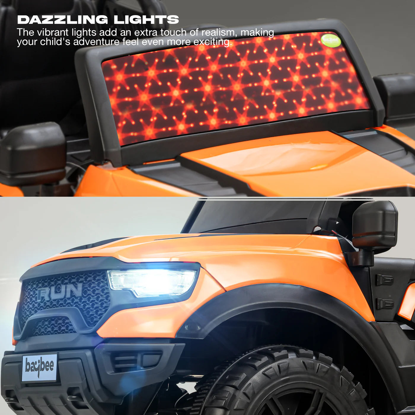 Baybee Run 2X2 Kids Battery Operated Jeep for Kids - Orange
