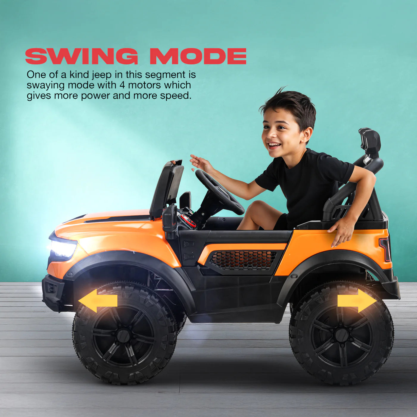 Baybee Run 2X2 Kids Battery Operated Jeep for Kids - Orange