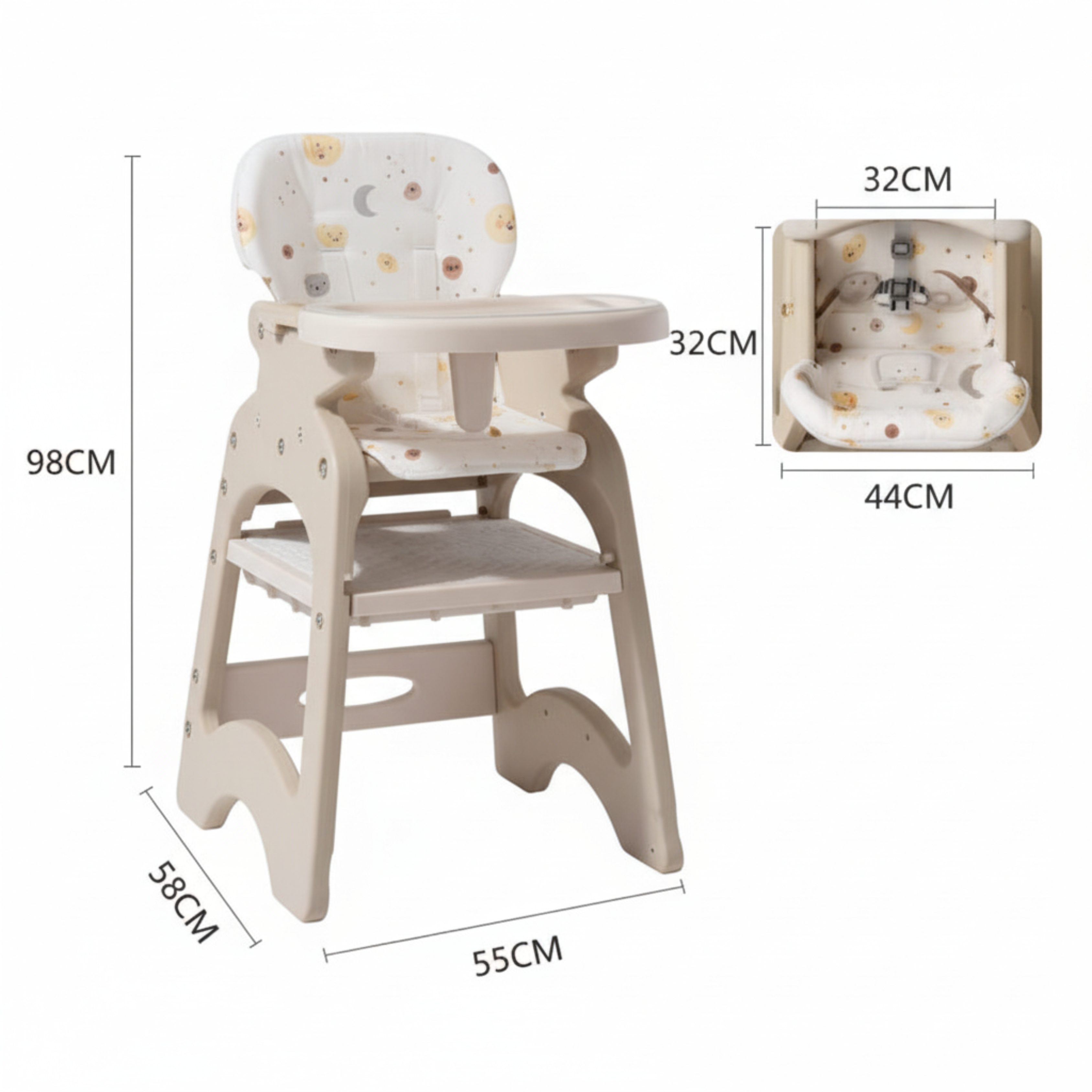 Baybee 5-in-1 Baby High Chair, Convertible Table and Chair Set for Toddlers, Multifunctional Rocking Seat with Lockable Universal Wheels, Adjustable Seat Backrest, Trays