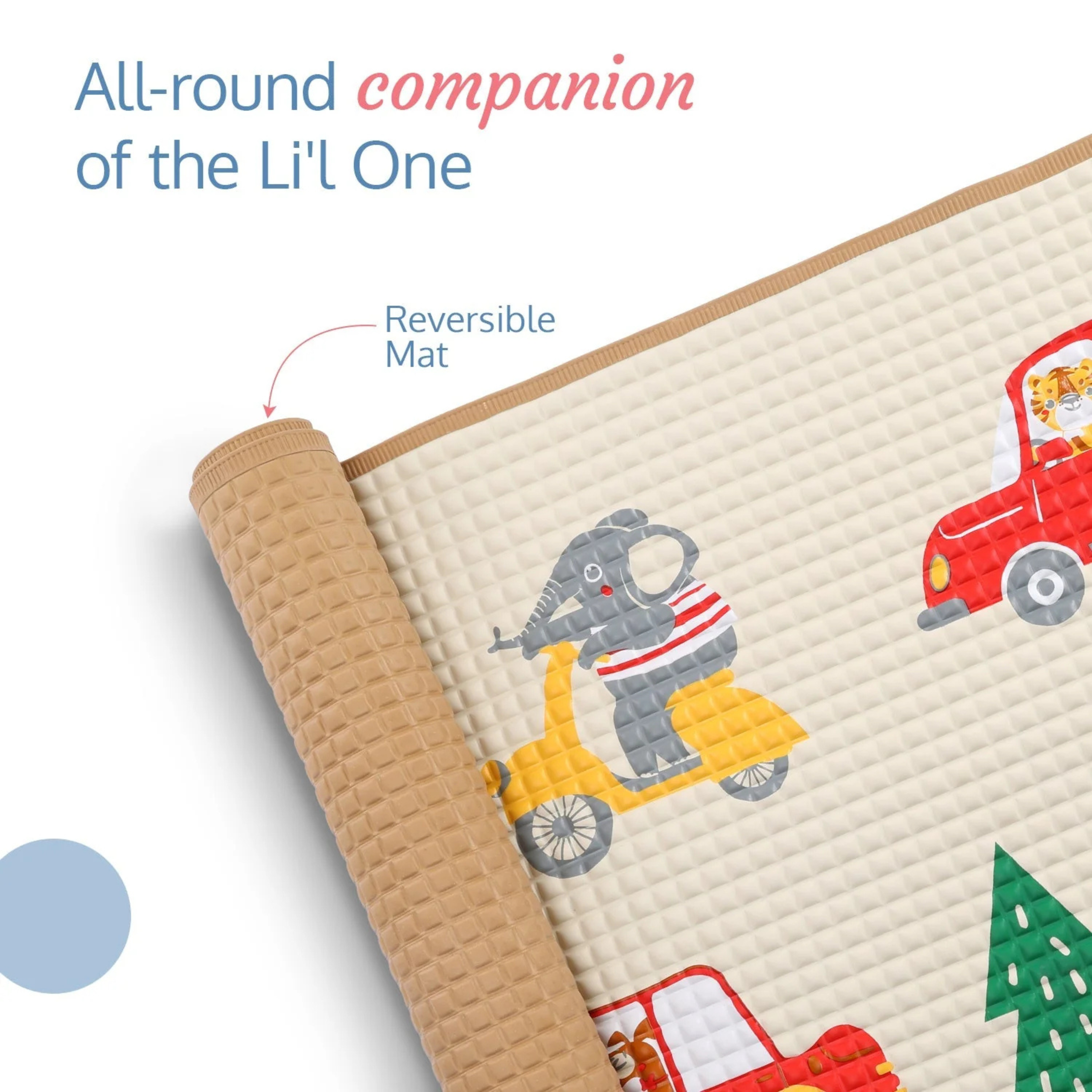 LuvLap Air - Filled Waterproof Multi - Functional baby play mat for floor - Wheelie, Baby crawling mat, floor mat for kids, Bed protector, Foldable, Lightweight & Big size 90cmx60cm, Non Toxic, Non Slip