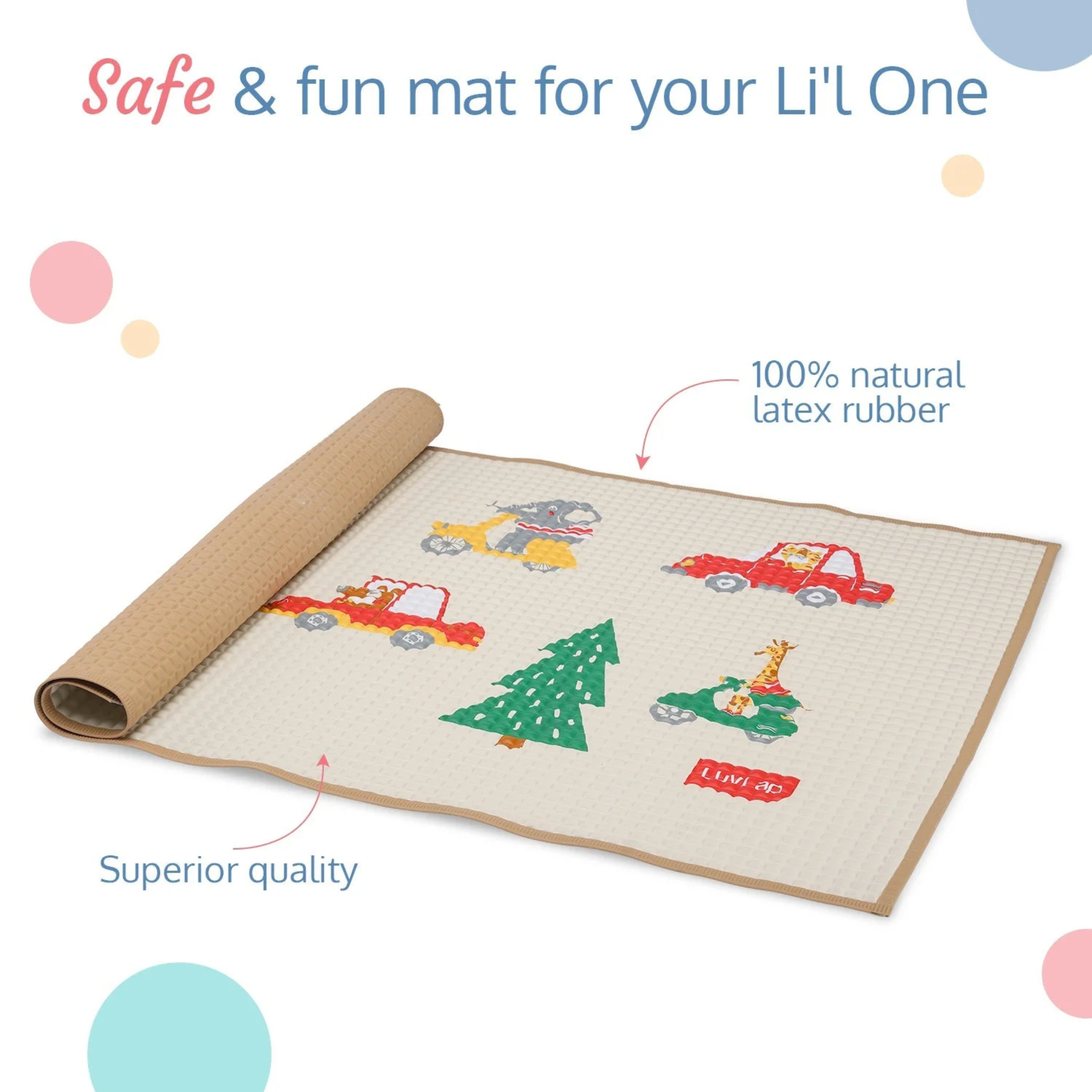 LuvLap Air - Filled Waterproof Multi - Functional baby play mat for floor - Wheelie, Baby crawling mat, floor mat for kids, Bed protector, Foldable, Lightweight & Big size 90cmx60cm, Non Toxic, Non Slip