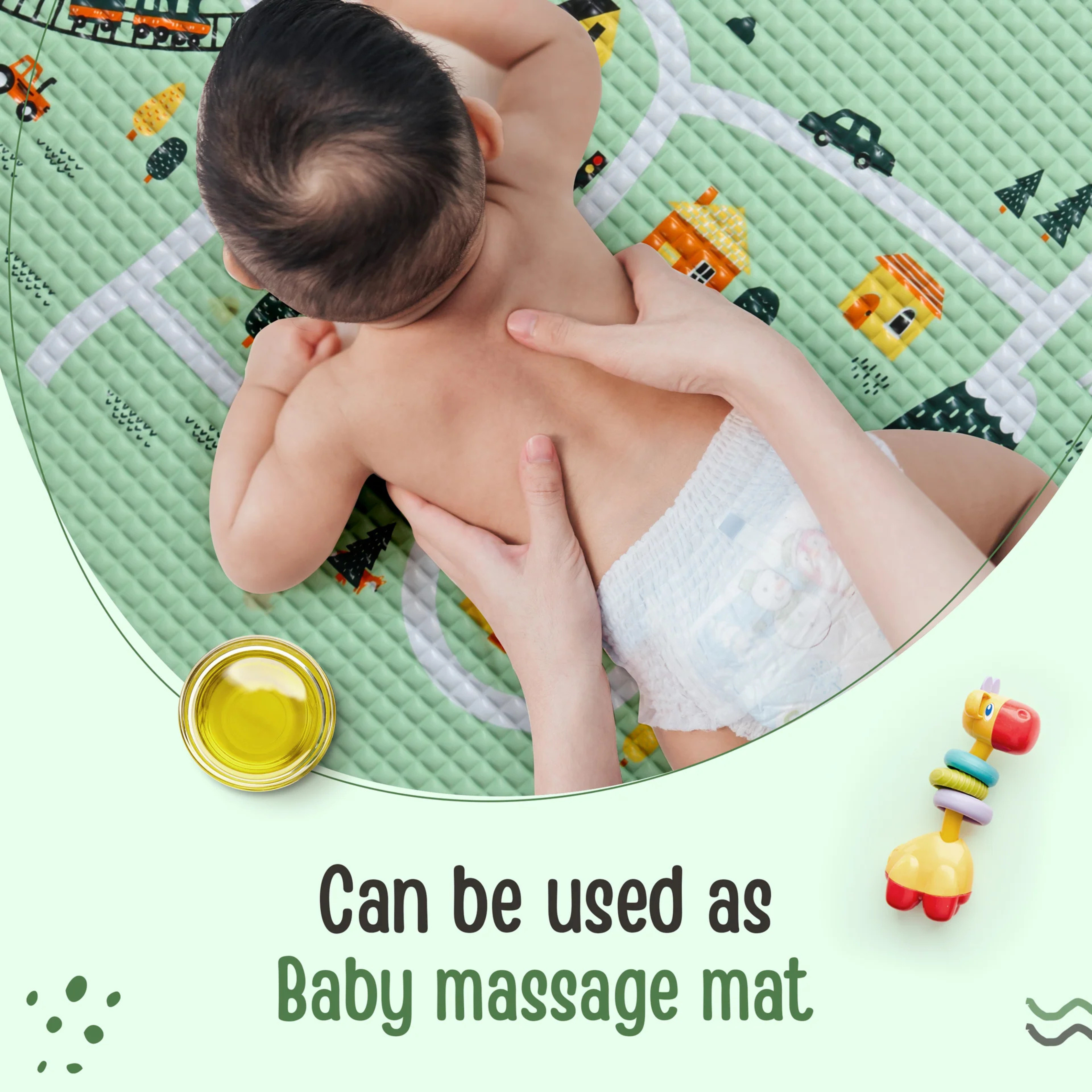 LuvLap Air - Filled Waterproof Multi - Functional baby play mat for floor - Wheelie, Baby crawling mat, floor mat for kids, Bed protector, Foldable, Lightweight & Big size 90cmx60cm, Non Toxic, Non Slip