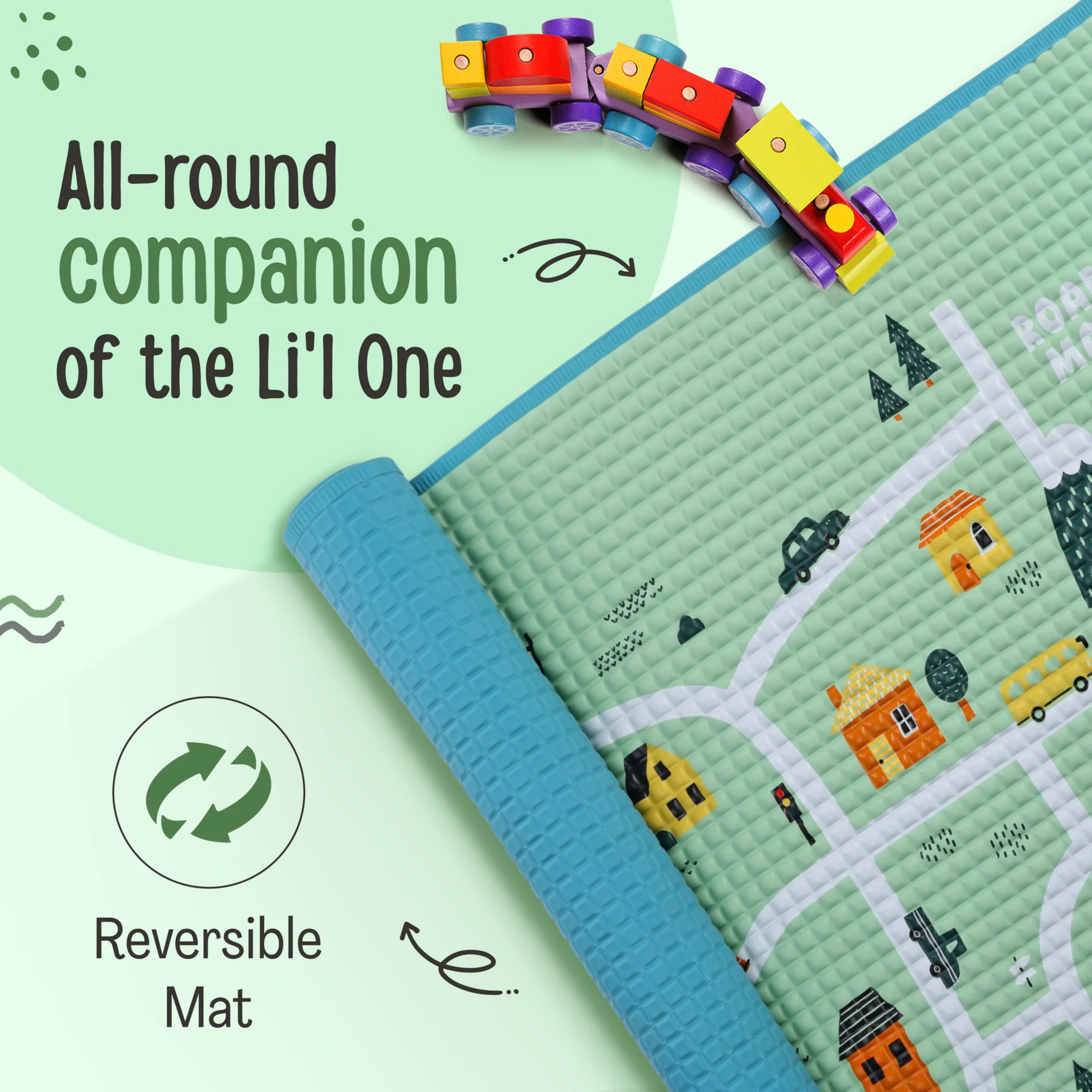 LuvLap Air - Filled Waterproof Multi - Functional baby play mat for floor - Wheelie, Baby crawling mat, floor mat for kids, Bed protector, Foldable, Lightweight & Big size 90cmx60cm, Non Toxic, Non Slip
