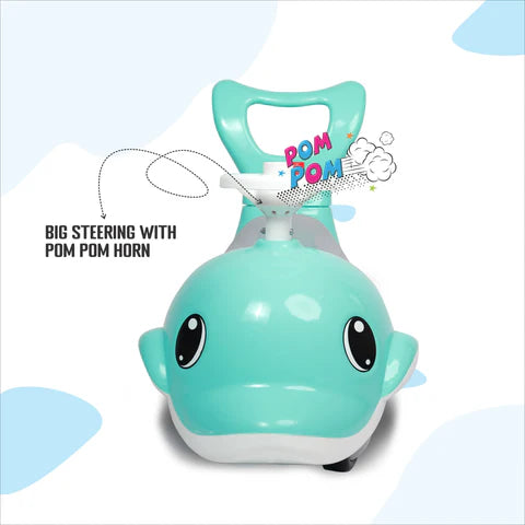 apple baby Shark Rider for Kids | Push Car Rider with Smooth Wheels Baby Car Suitable for Boys & Girls Age 0-3 Year | AR130 (GREEN)