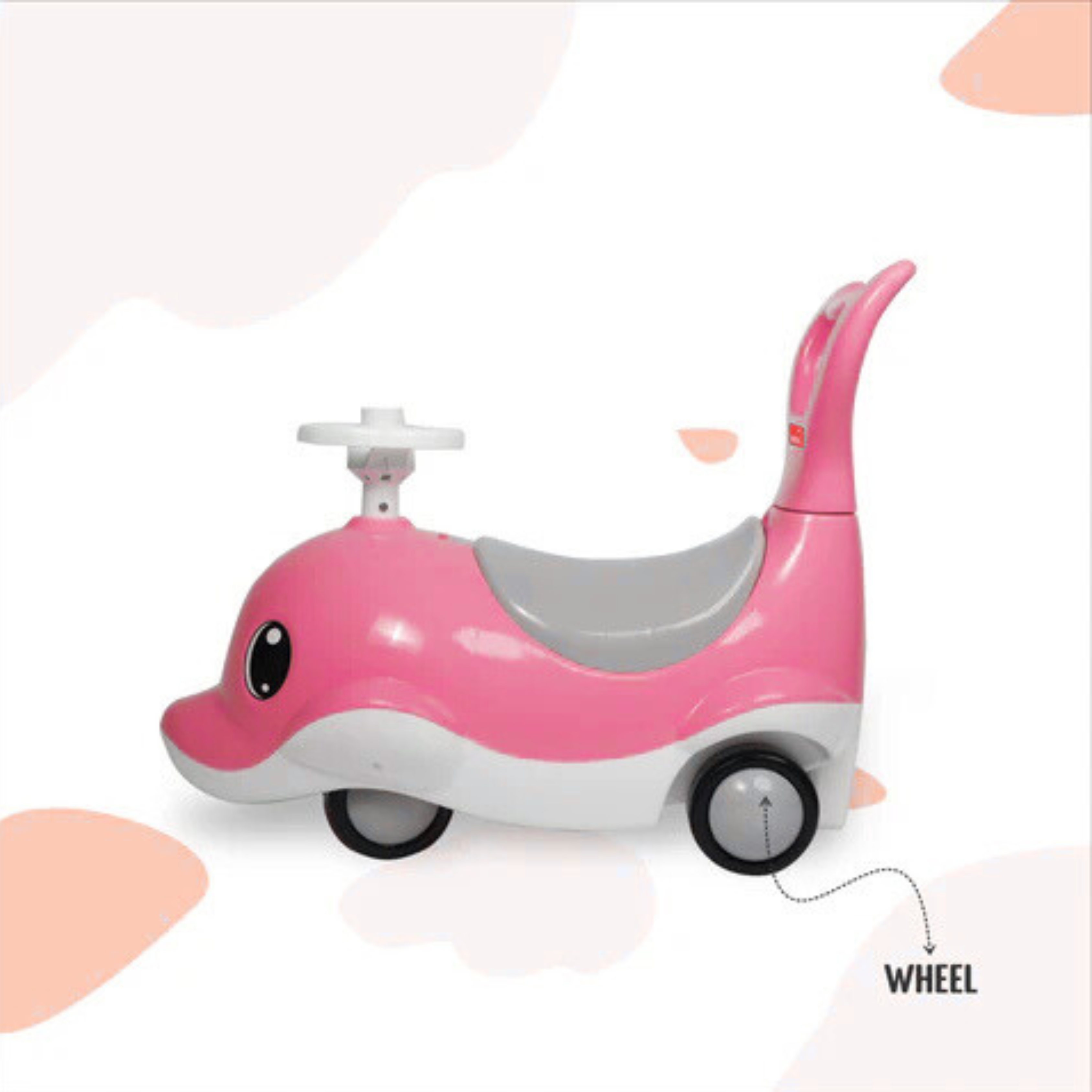 apple baby Shark Rider for Kids | Push Car Rider with Smooth Wheels Baby Car Suitable for Boys & Girls Age 0-3 Year | AR130 (PINK)
