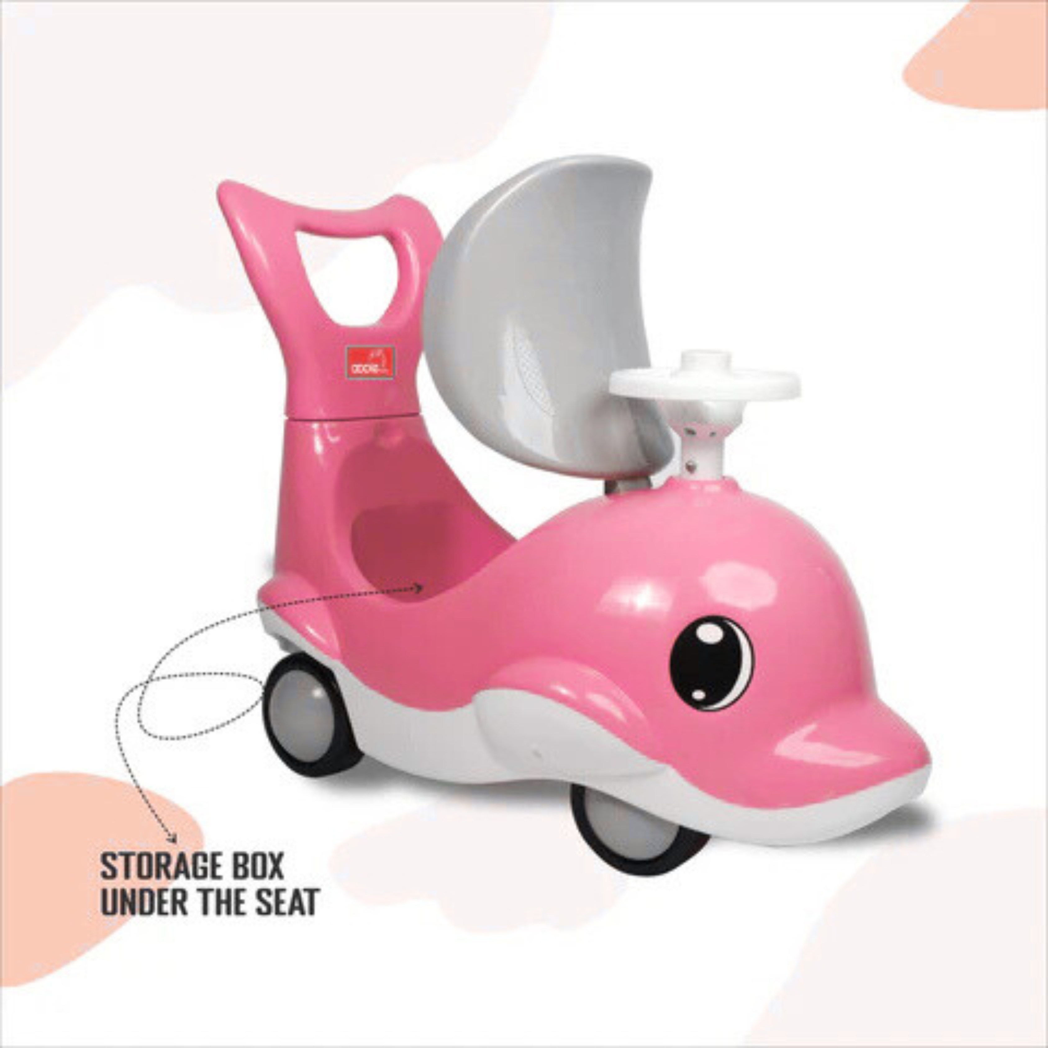 apple baby Shark Rider for Kids | Push Car Rider with Smooth Wheels Baby Car Suitable for Boys & Girls Age 0-3 Year | AR130 (PINK)