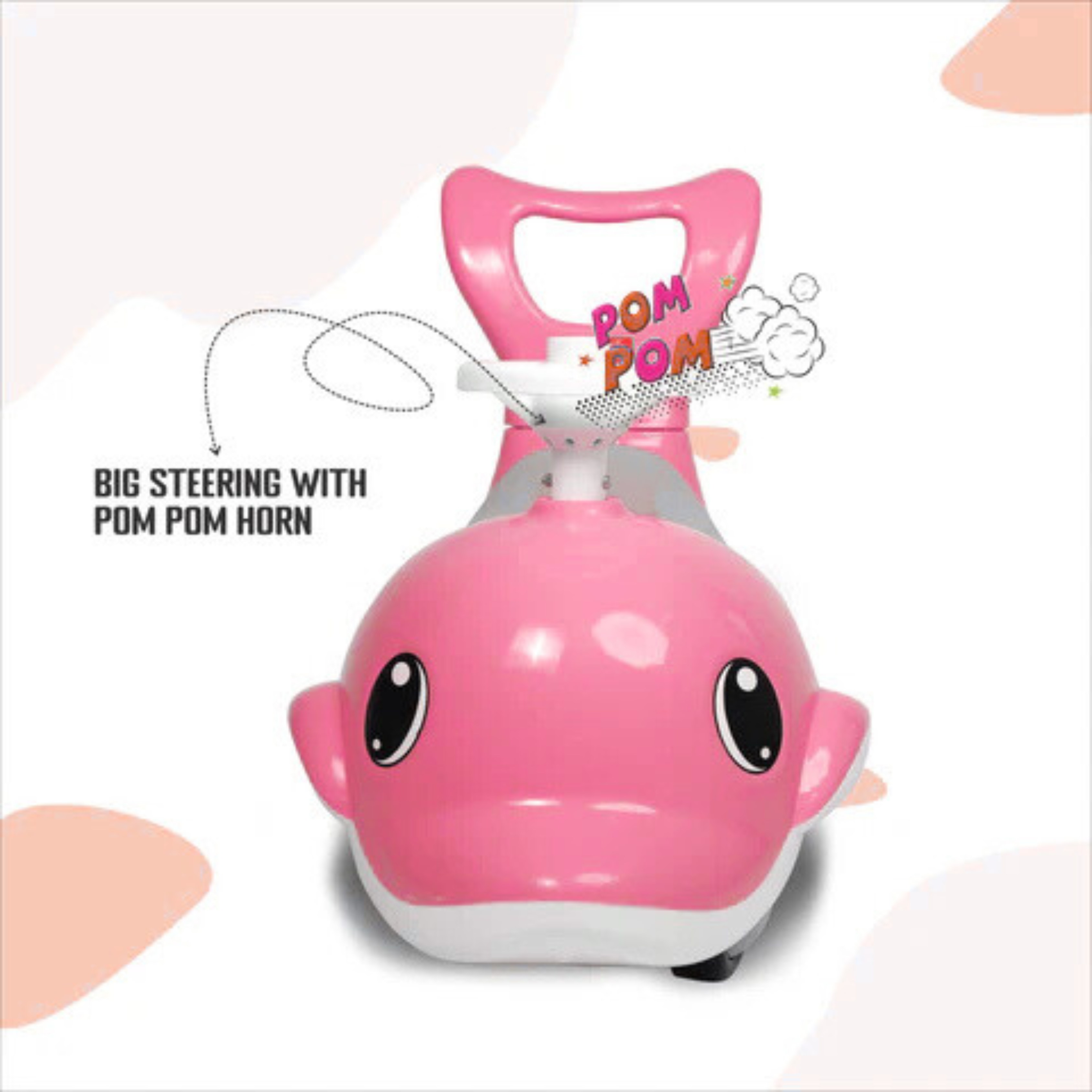 apple baby Shark Rider for Kids | Push Car Rider with Smooth Wheels Baby Car Suitable for Boys & Girls Age 0-3 Year | AR130 (PINK)