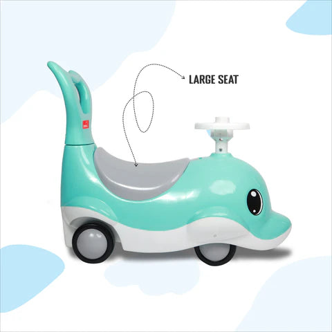 apple baby Shark Rider for Kids | Push Car Rider with Smooth Wheels Baby Car Suitable for Boys & Girls Age 0-3 Year | AR130 (GREEN)