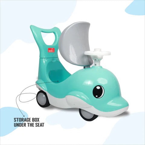 apple baby Shark Rider for Kids | Push Car Rider with Smooth Wheels Baby Car Suitable for Boys & Girls Age 0-3 Year | AR130 (GREEN)