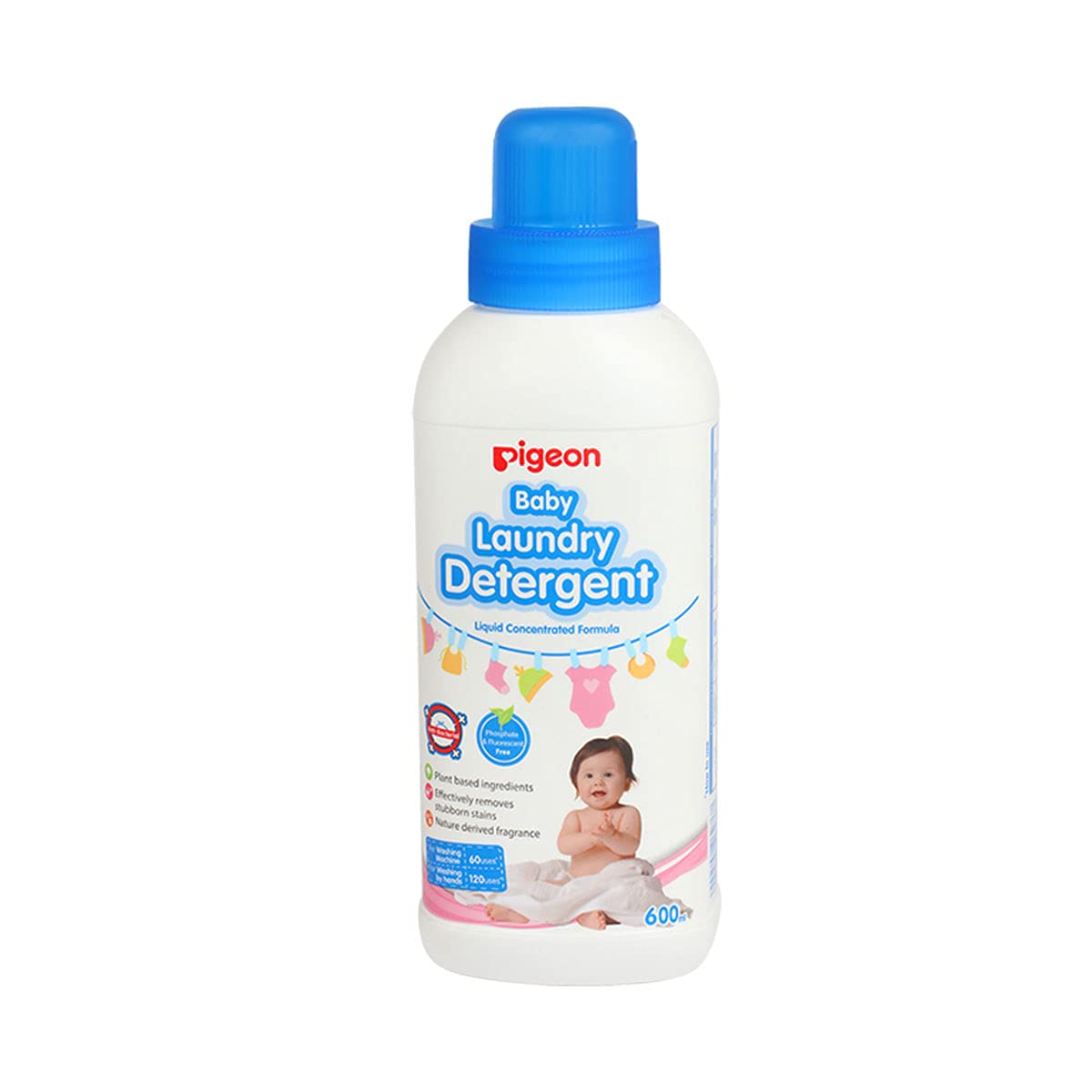 Pigeon Baby Laundry Detergent Liquid Concentrated Formula | Anti-Bacterial | Phosphate & Fluorescent Free - 600ml