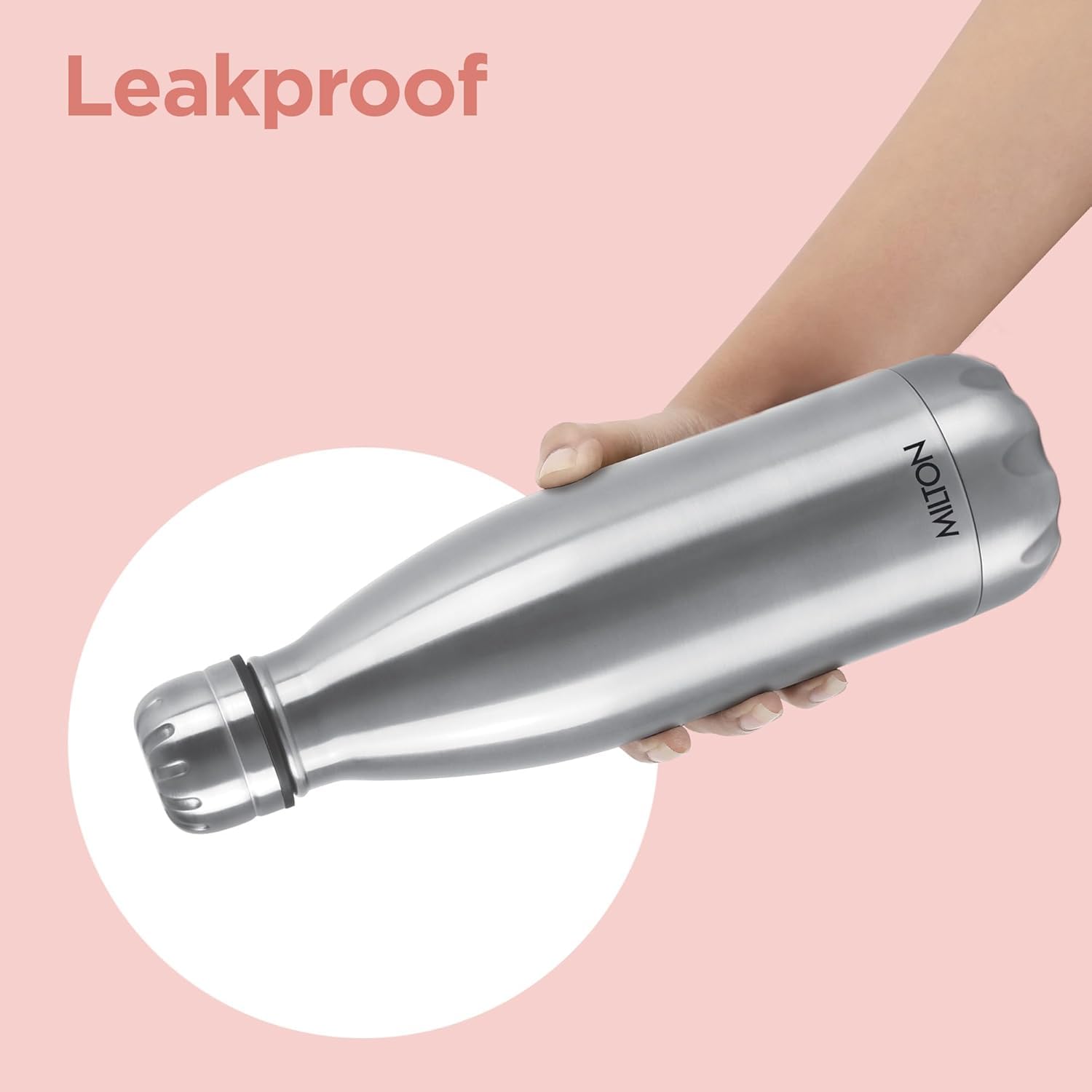 Milton Duo DLX 500 Thermosteel Water Bottle 500 ml, 24 Hr Hot and Cold I Leak Proof Lid, ISI Certified I Vacuum Insulated I for Office, Gym, School I Silver