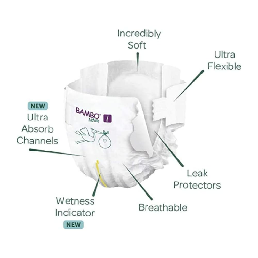 Bambo Nature Premium Baby Tape Diapers XXS (Size 0) (1-3 Kgs)
