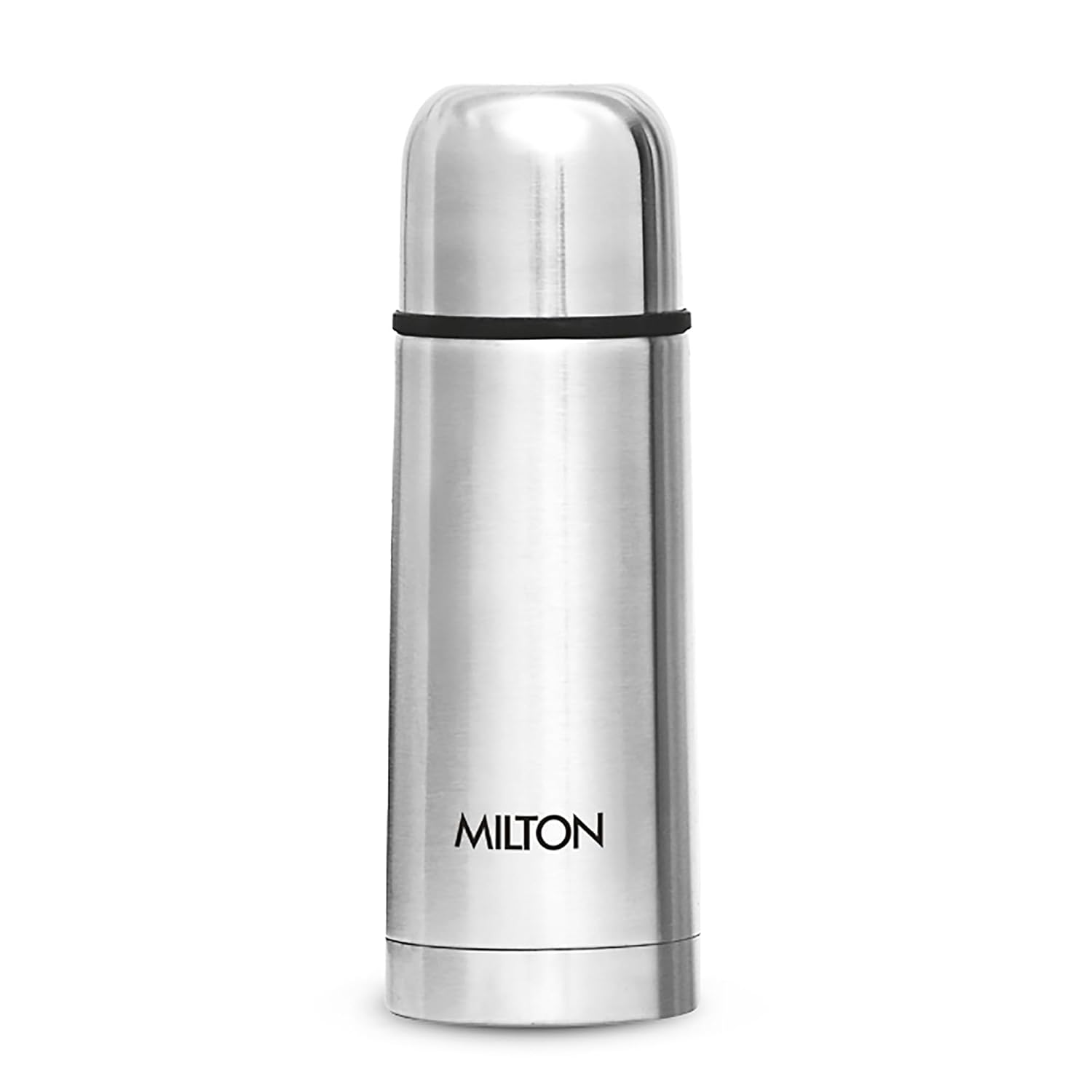 Milton Plain Lid 350 Thermosteel Water Bottle 350 ml, 24 Hr Hot and Cold I Leak Proof Lid with Jacket, ISI Certified I Vacuum Insulated I for Office, Gym, School I Silver