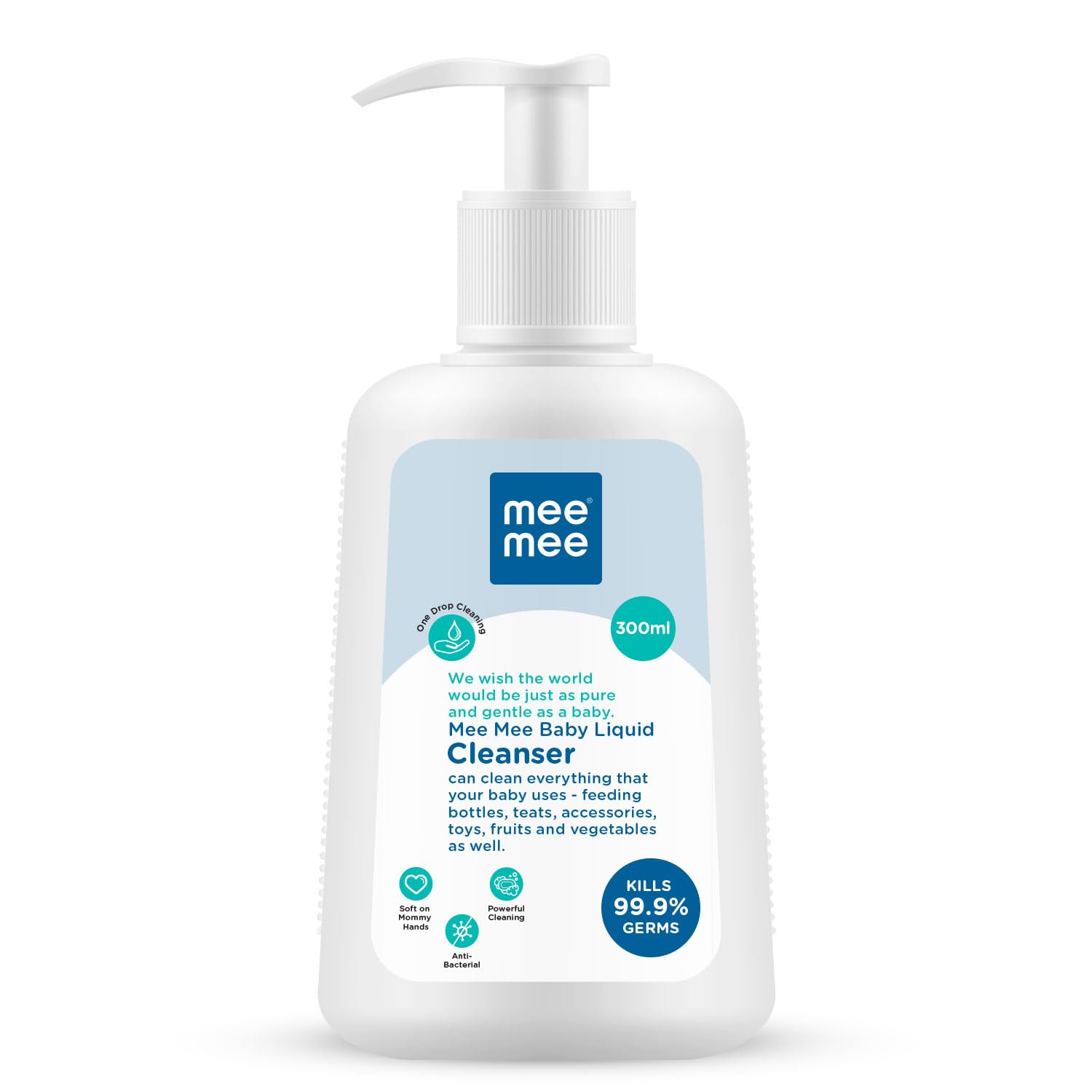Mee Mee Baby Liquid Cleanser | Can Clean Everything That Your Baby Uses - Feeding bottle, Teats, Accessories, Toys, Fruits & Vegetables As Well (300ml) Free (10ml) Mild Laundry Detergent