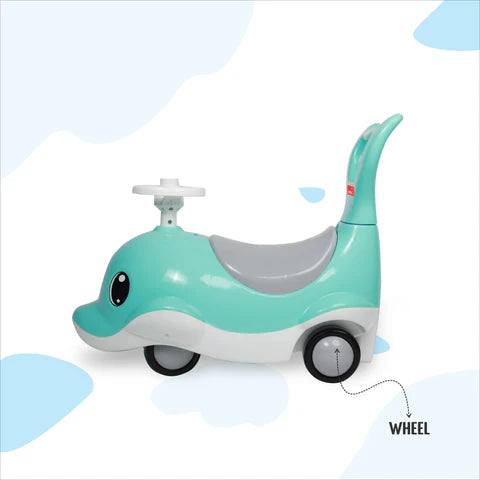 apple baby Shark Rider for Kids | Push Car Rider with Smooth Wheels Baby Car Suitable for Boys & Girls Age 0-3 Year | AR130 (GREEN)
