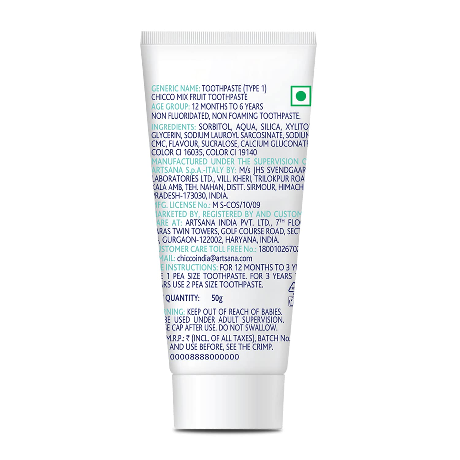 Chicco Toothpaste for Kids 50g - Mix Fruit Flavour - 12m to 6yrs