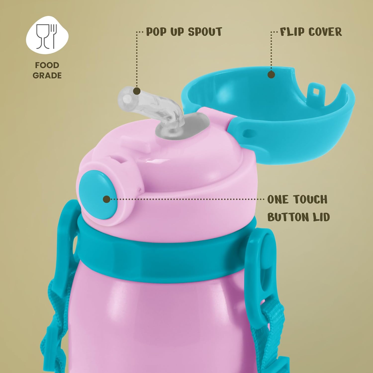 Milton Thermosteel Companion 300 Insulated Inner Stainless Steel Water Bottle with Spout Lid, 1 Piece, 275 ml, Peach Purple| Easy Grip | Leak Proof | Hot or Cold | School | Travel Bottle
