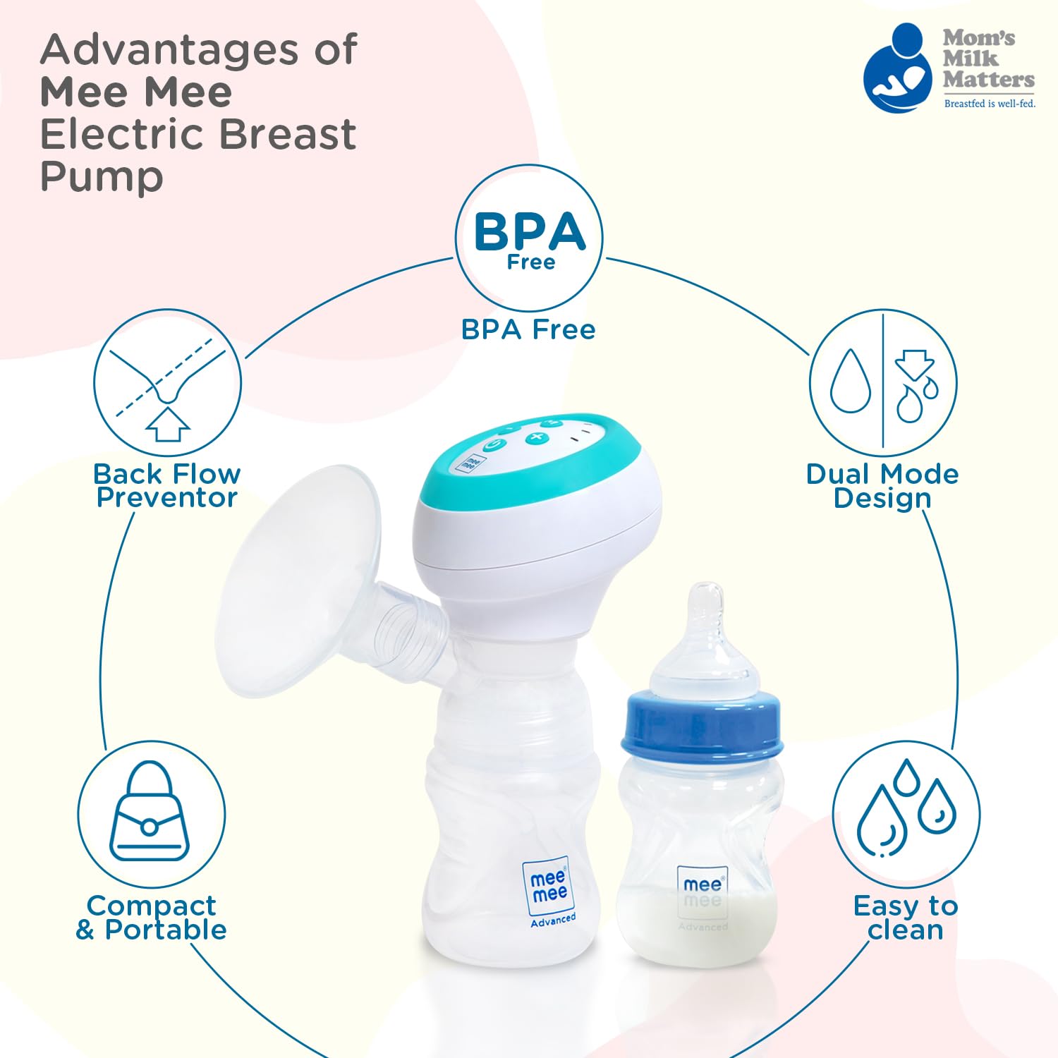 Mee Mee Advanced Electric Breast Pump | BPA Free | Dual Modes | Easy to Clean | 2 Free Breast Pads