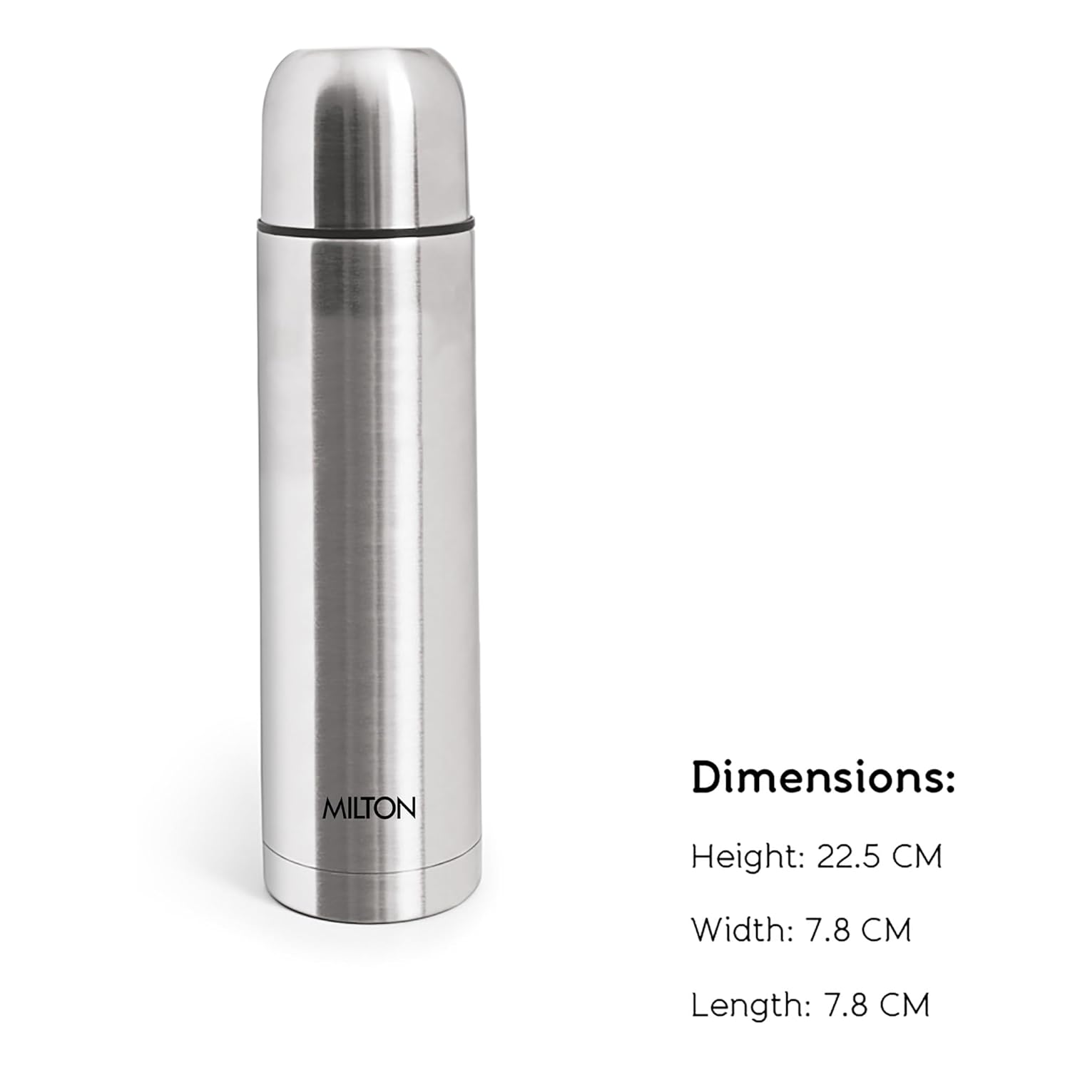 Milton Plain Lid 350 Thermosteel Water Bottle 350 ml, 24 Hr Hot and Cold I Leak Proof Lid with Jacket, ISI Certified I Vacuum Insulated I for Office, Gym, School I Silver