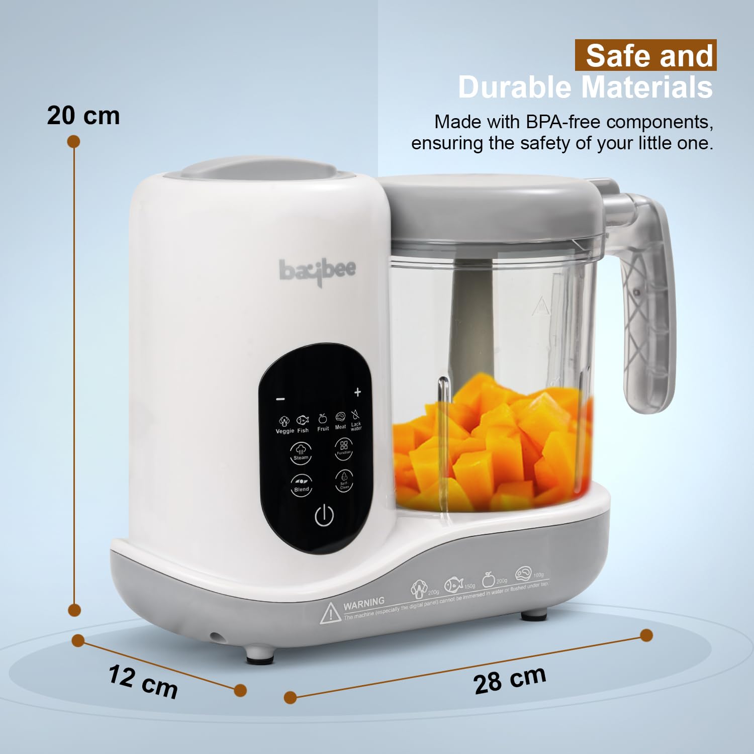 Baybee 5-in-1 Electric Baby Food Processor | Baby Food Maker with Steamer, Chopper, Blender, Reheat & Sterilize | Portable Baby Food Blender with Self-Clean & Touch Screen for Purees - (BBFPR003)