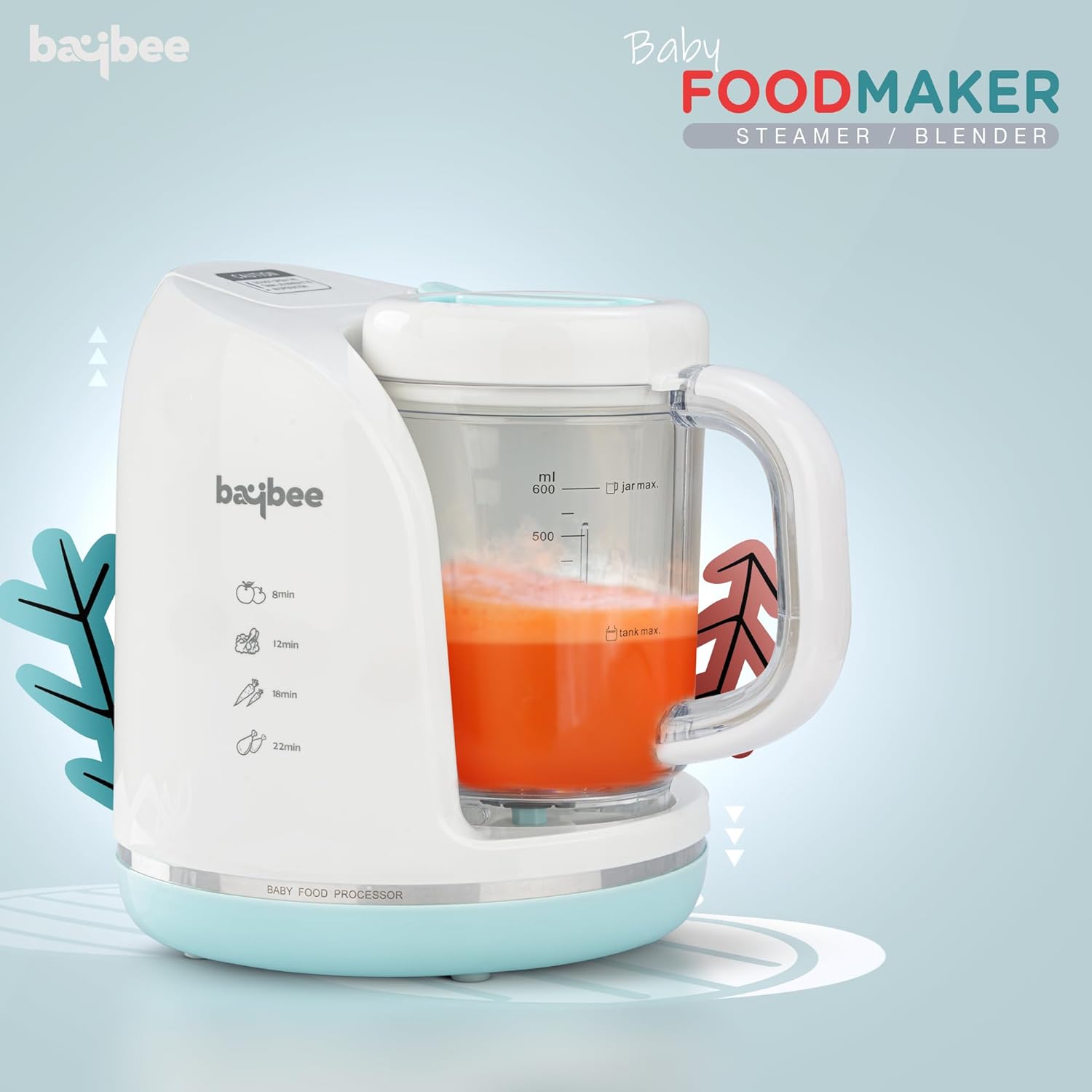 Baybee 4-in-1 Baby Food Processor | Electric Baby Food Maker With Steamer, Chopper, Grinder & Blender | Portable Baby Food Steamer & Puree Maker For Toddlers | BPA-Free,White