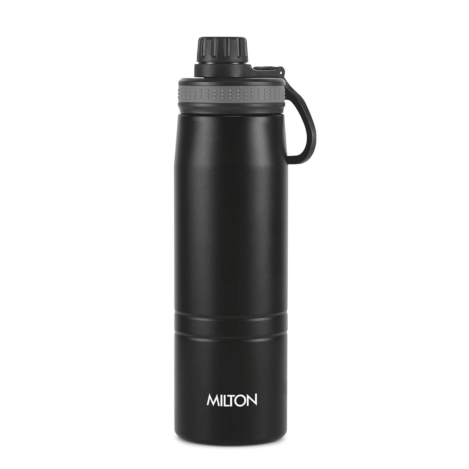 Milton Sparkle 600 Thermosteel Water Bottle with Easy Sip Cap and Handle, 625 ml, Vacuum Insulated Stainless Steel, Hot and Cold, On The Go Bottle for Office College, Black