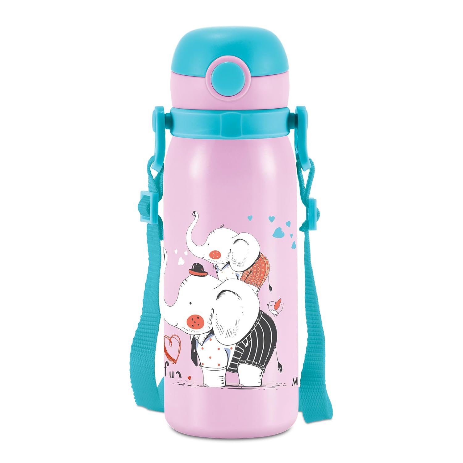 Milton Thermosteel Companion 450 Insulated Inner Stainless Steel Water Bottle with Spout Lid, 1 Piece, 435 ml, Peach Purple| Easy Grip | Leak Proof | Hot or Cold | School | Travel Bottle