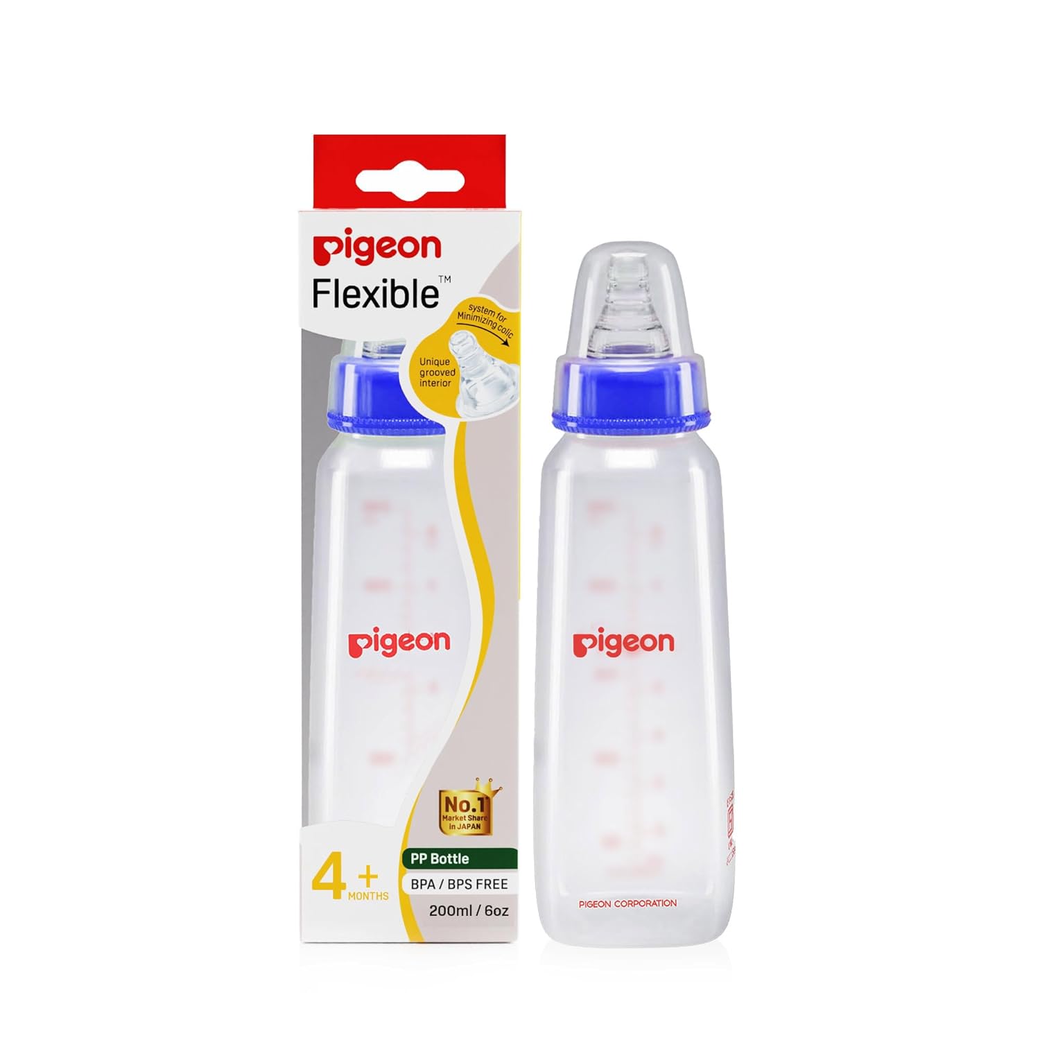 Pigeon Flexible PP Bottle | BPA/BPS Free (200ml/6oz) - 4M+