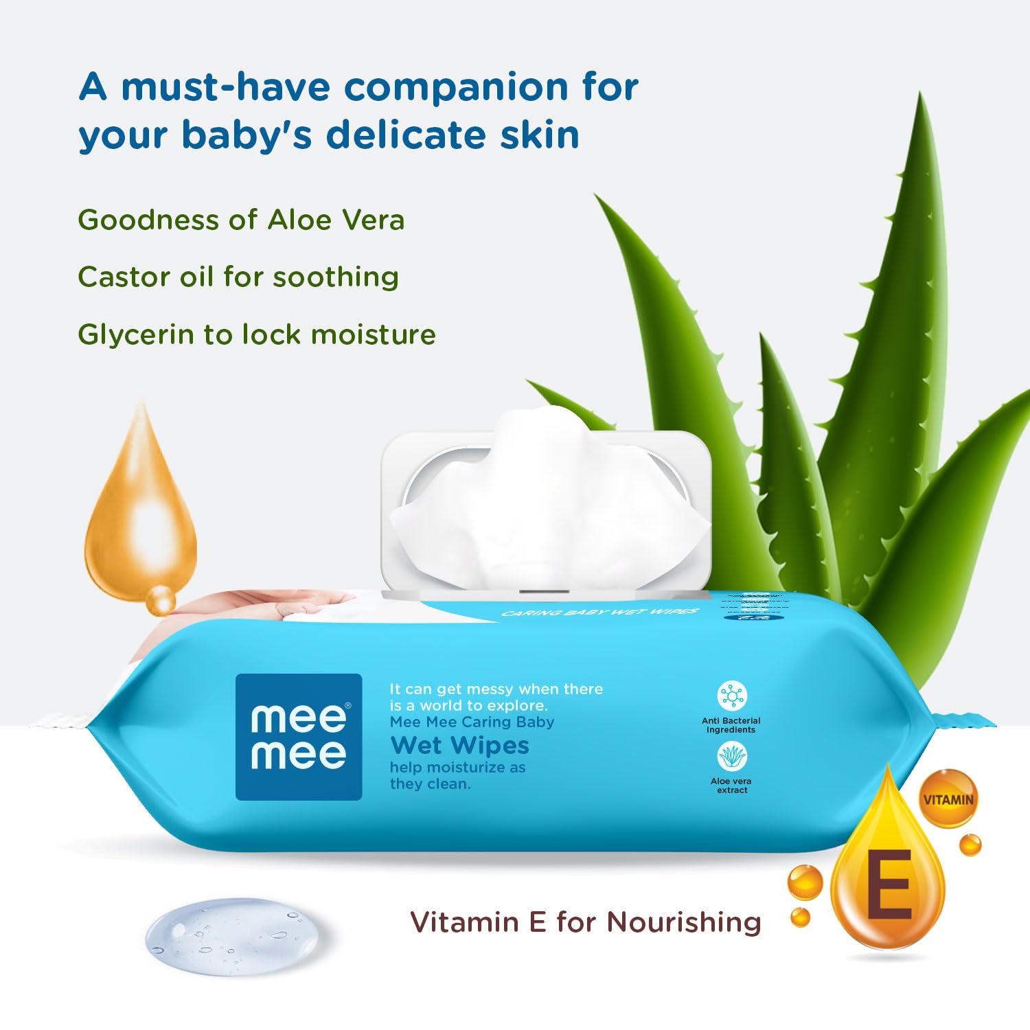 Mee Mee Caring Baby Wet Wipes - (72 pcs)