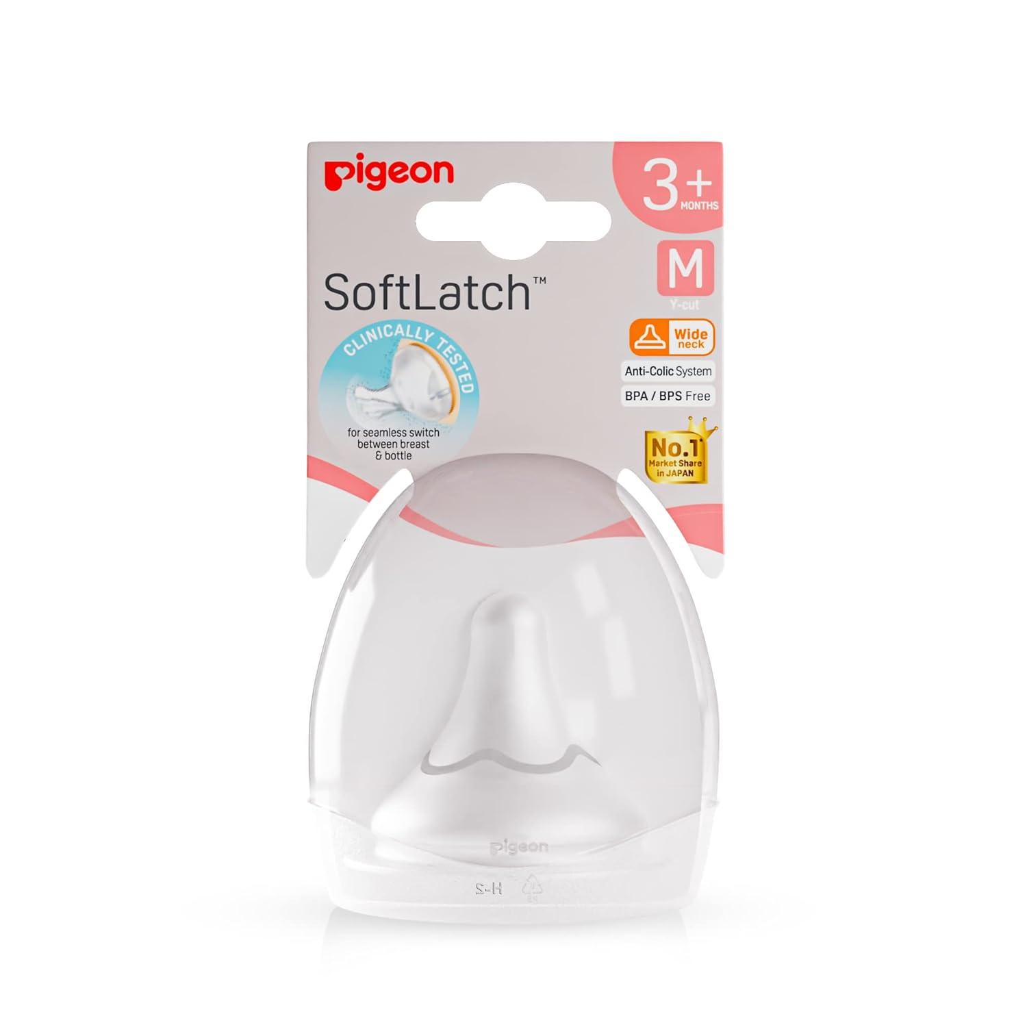 Pigeon Soft Latch Nipple Size M (Y cut)| BPA/BPS Free - 3M+