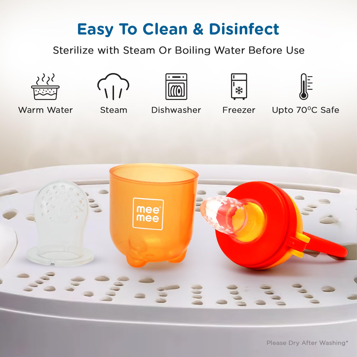 Mee Mee Advance Fruit & Food Nutritional Tiny Taste Feeder With Feed Pusher | Free Extra Soft Silicon Sack (4M+)