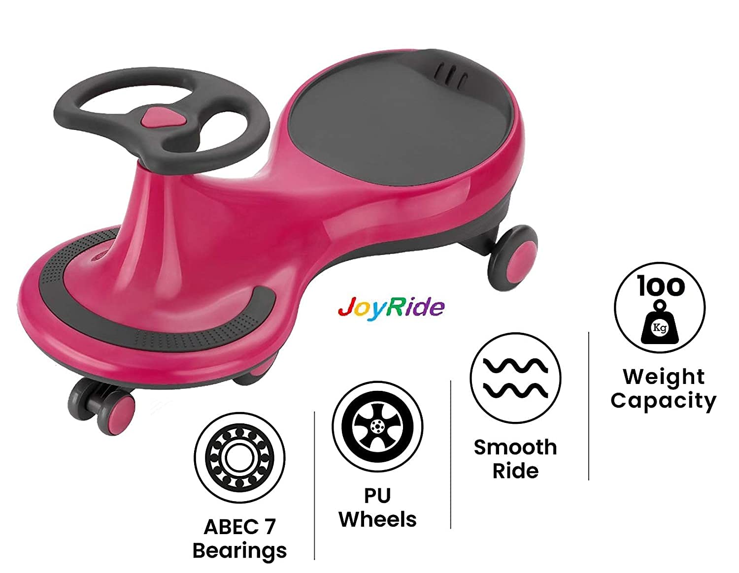 Apple Baby JoyRide Girls & Boys Swing Wiggle Car Ride On Twist & Go Scooter Car Scratch Free 2 Year Plus 100 Kgs Weight Capacity(1-12 Year Old, Sky Blue) (Red), Baby