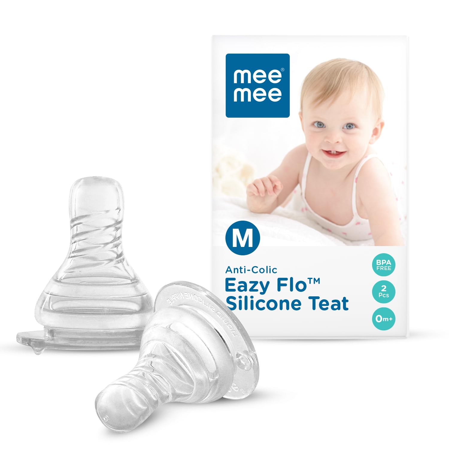 Mee Mee Anti-Colic Eazy Flo Silicone Teat (2pcs) - 0M+