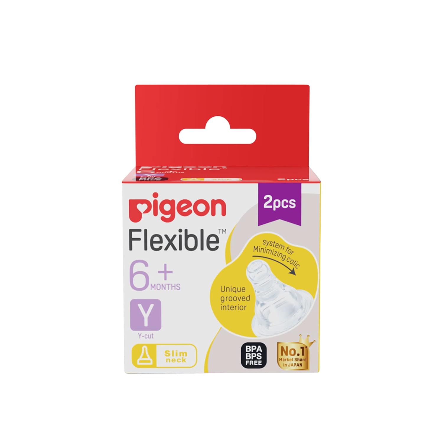 Pigeon Flexible Nipples 6M+ (Size Y) BPA/BPS Free - pack of 2
