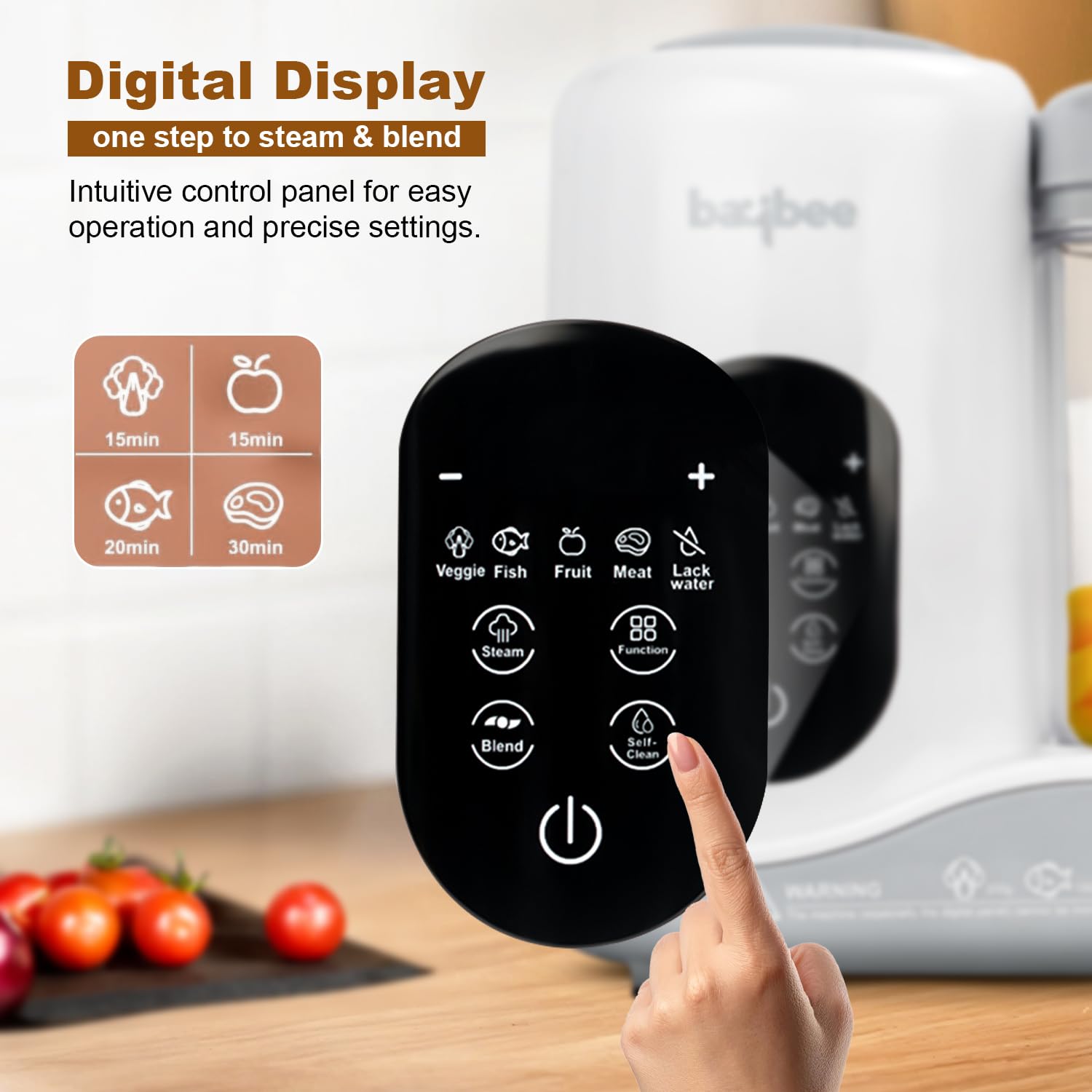 Baybee 5-in-1 Electric Baby Food Processor | Baby Food Maker with Steamer, Chopper, Blender, Reheat & Sterilize | Portable Baby Food Blender with Self-Clean & Touch Screen for Purees - (BBFPR003)