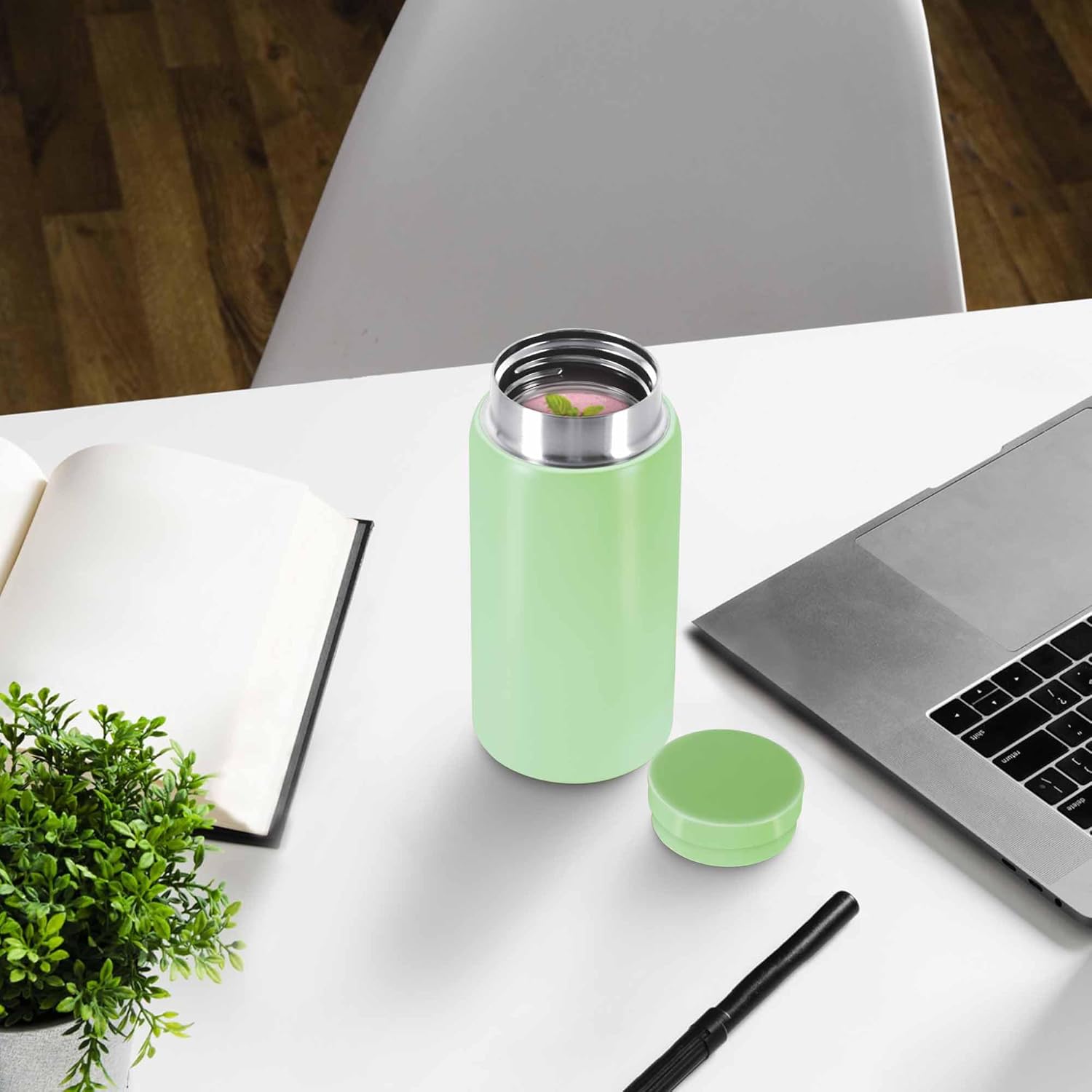 Milton Minimate 200 Thermosteel Insulated Water Bottle, 190 ml, 24 Hr Hot and Cold | Leak Proof Lid, ISI Certified I Vacuum Insulated | for Office, Gym, School | Light Green