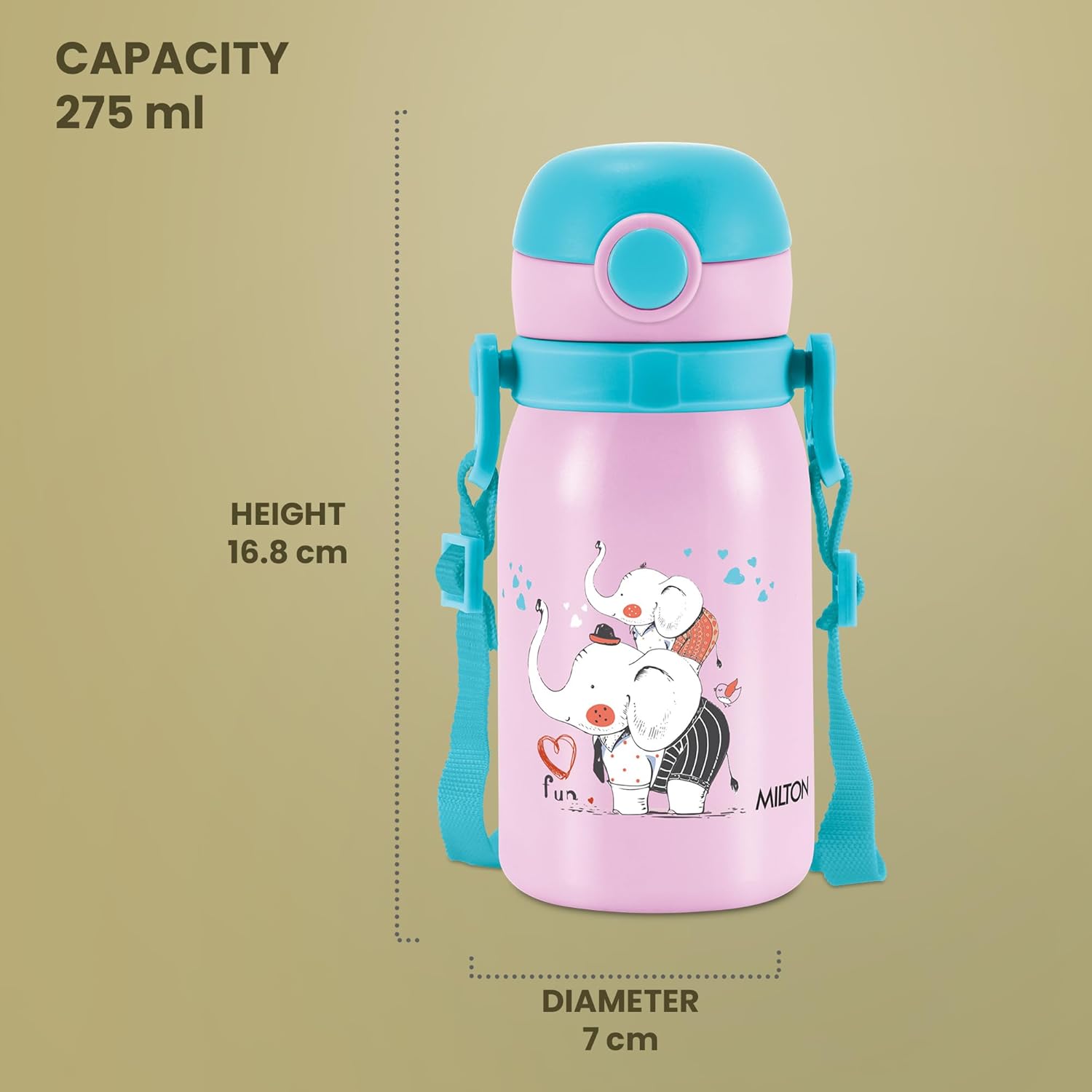 Milton Thermosteel Companion 300 Insulated Inner Stainless Steel Water Bottle with Spout Lid, 1 Piece, 275 ml, Peach Purple| Easy Grip | Leak Proof | Hot or Cold | School | Travel Bottle