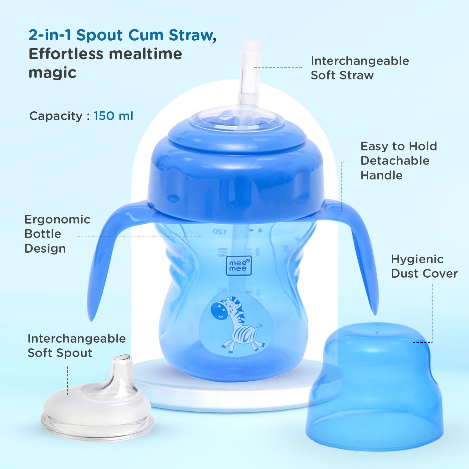 Mee Mee 2 in 1 Spout & Straw Sipper Cup 3M+ (150ml)