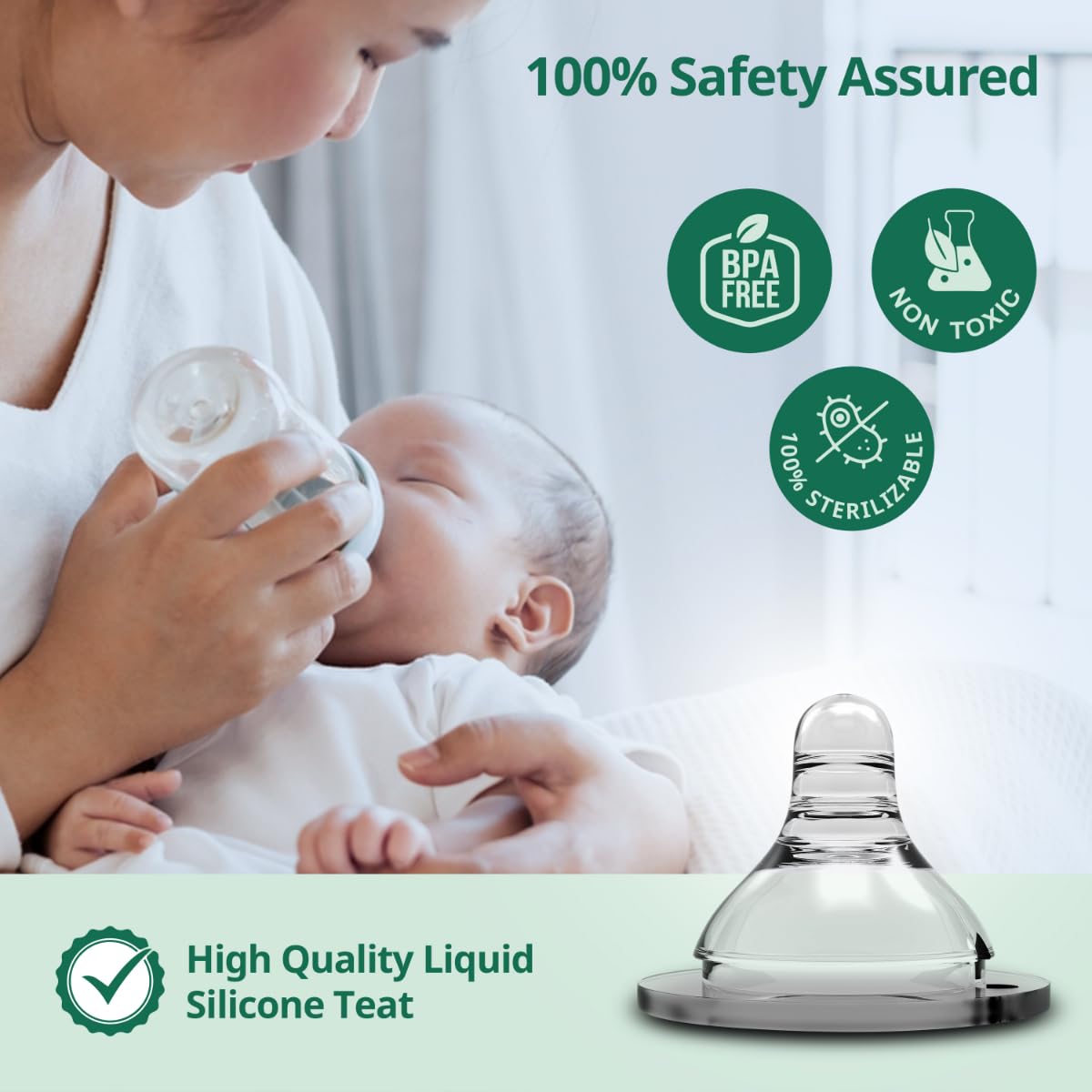 LuvLap Natura Flo Wide Neck Nipple | L Hole Fast Flow | Anti Colic Venting System | BPA FREE | 6M+ (1 Pair)