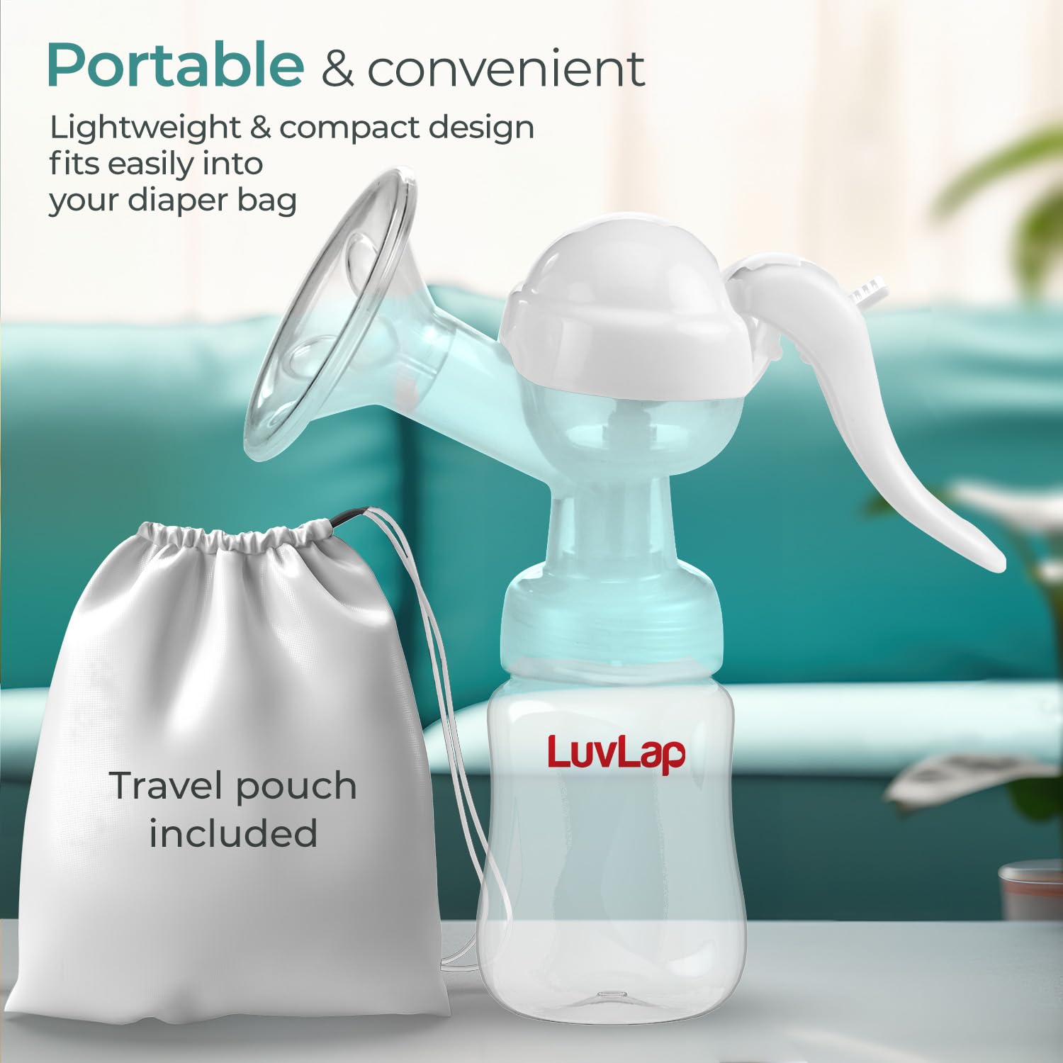 LuvLap Manual Breast Pump | Soft Massage Cushion Gentle On Skin | BPA Free | 2 Free Breast Pads