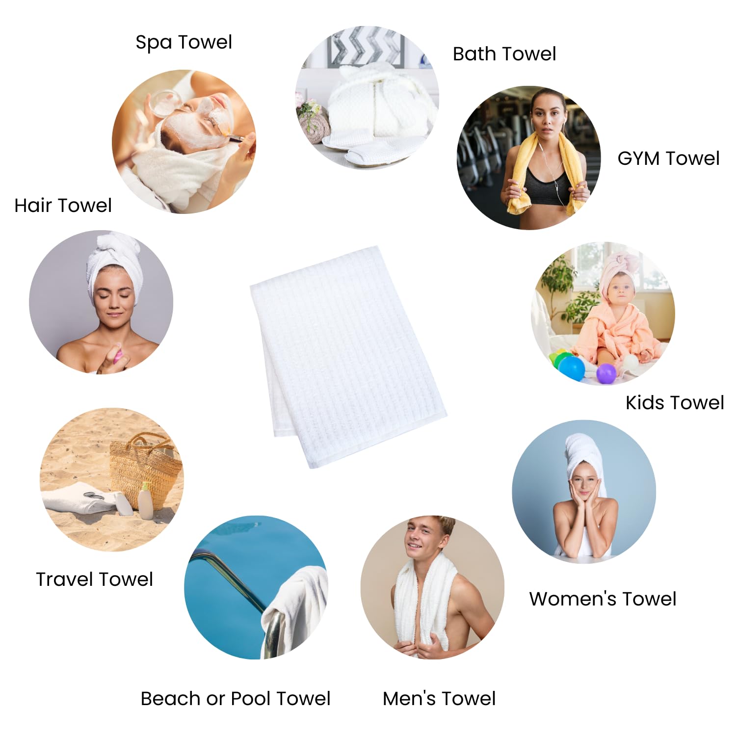 Micro Cotton LuxeLite Versatile Towel, White (size: 58x122 cms)