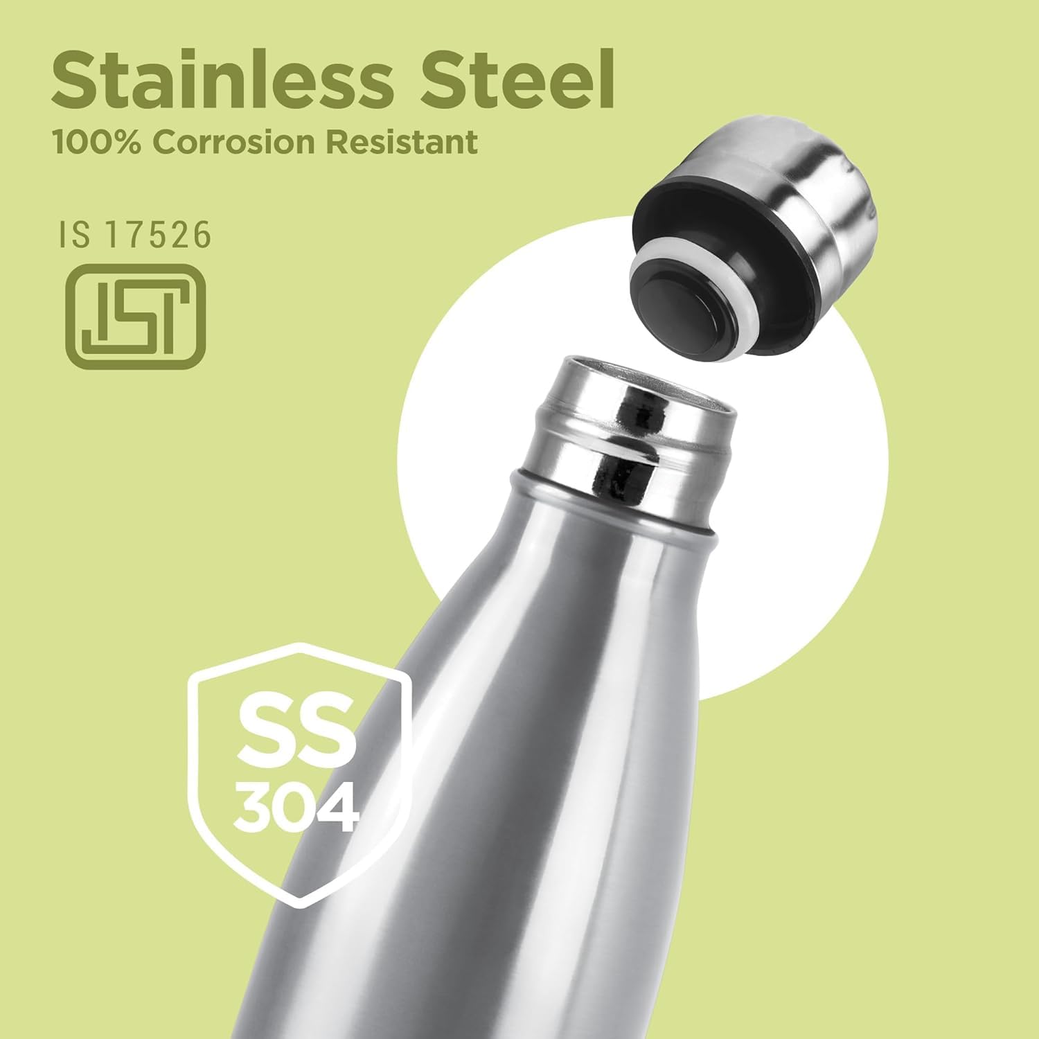 Milton Duo DLX 500 Thermosteel Water Bottle 500 ml, 24 Hr Hot and Cold I Leak Proof Lid, ISI Certified I Vacuum Insulated I for Office, Gym, School I Silver