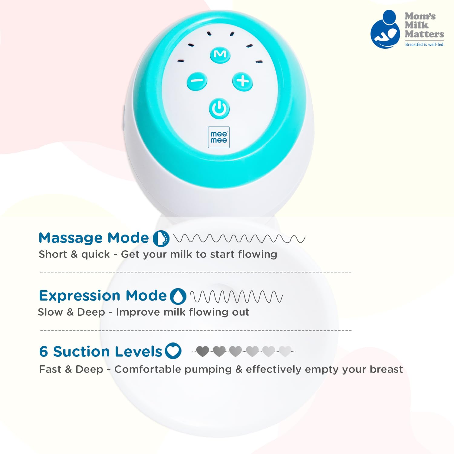 Mee Mee Advanced Electric Breast Pump | BPA Free | Dual Modes | Easy to Clean | 2 Free Breast Pads