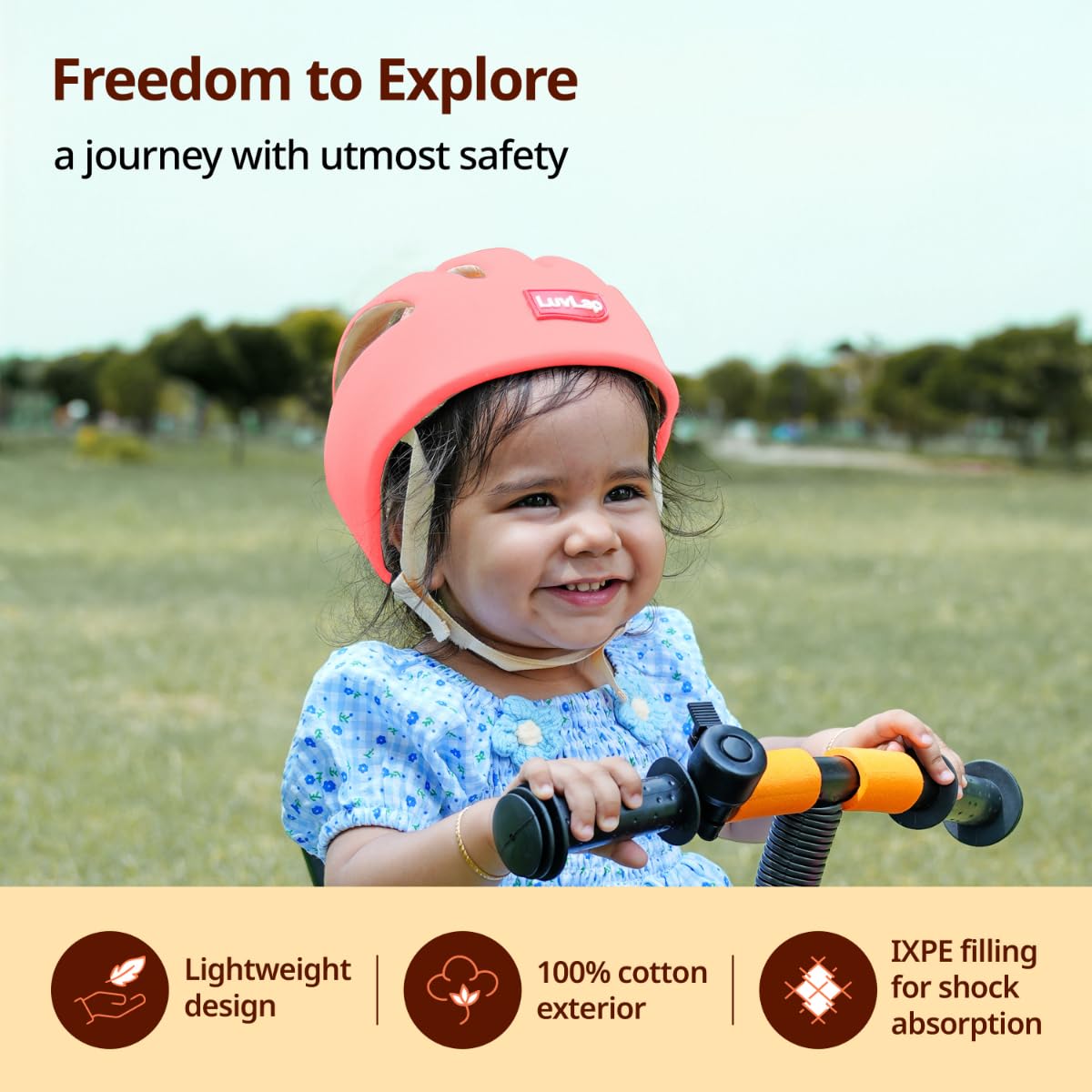 LuvLap Baby Safety Helmet - Essential Safety Gear for 6+ Months to 3 Years | Toddler Head Protector | Secure Fit & Comfort | Appealing Design | Lightweight | Proper Air Ventilation, Pink