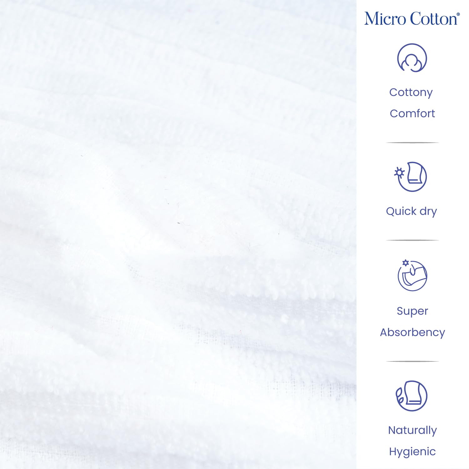 Micro Cotton LuxeLite Versatile Towel, White (size: 58x122 cms)