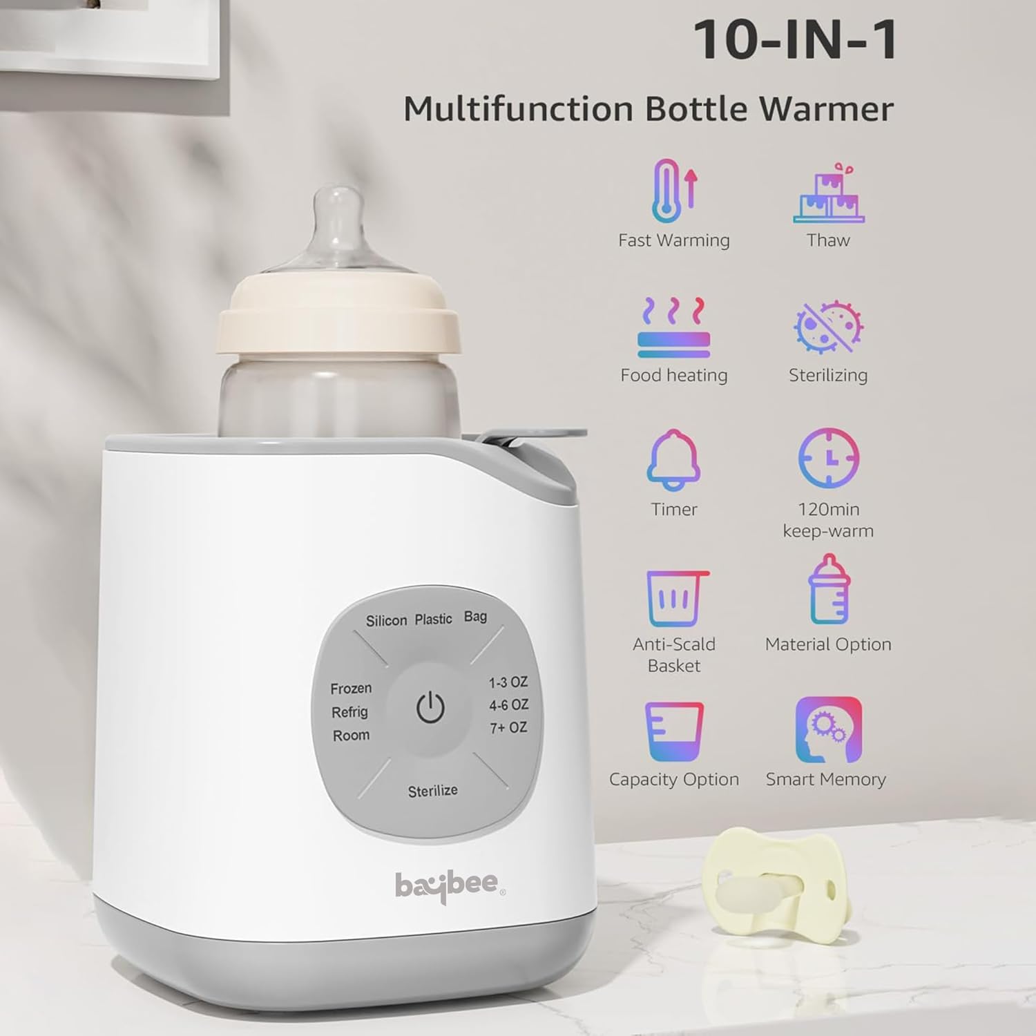 BAYBEE 10 in 1 Baby Bottle Sterilizer & Warmer | Portable Baby Milk, Water, Food Warmer | Electric Baybee Bottle Sterilizer for Baby with Manual Temperature Adjustment, BPA Free | Fast Bottle Warmer