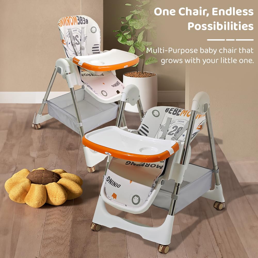 StarAndDaisy Galaxy Star High Chair For Baby Girls & Boys, Multifunction 6 In 1 Feeding Chair With Height Adjustment, One Click Fold, Detachable Food Tray, Reclining Seat 6 Months To 5 Years Kids(Graffiti)